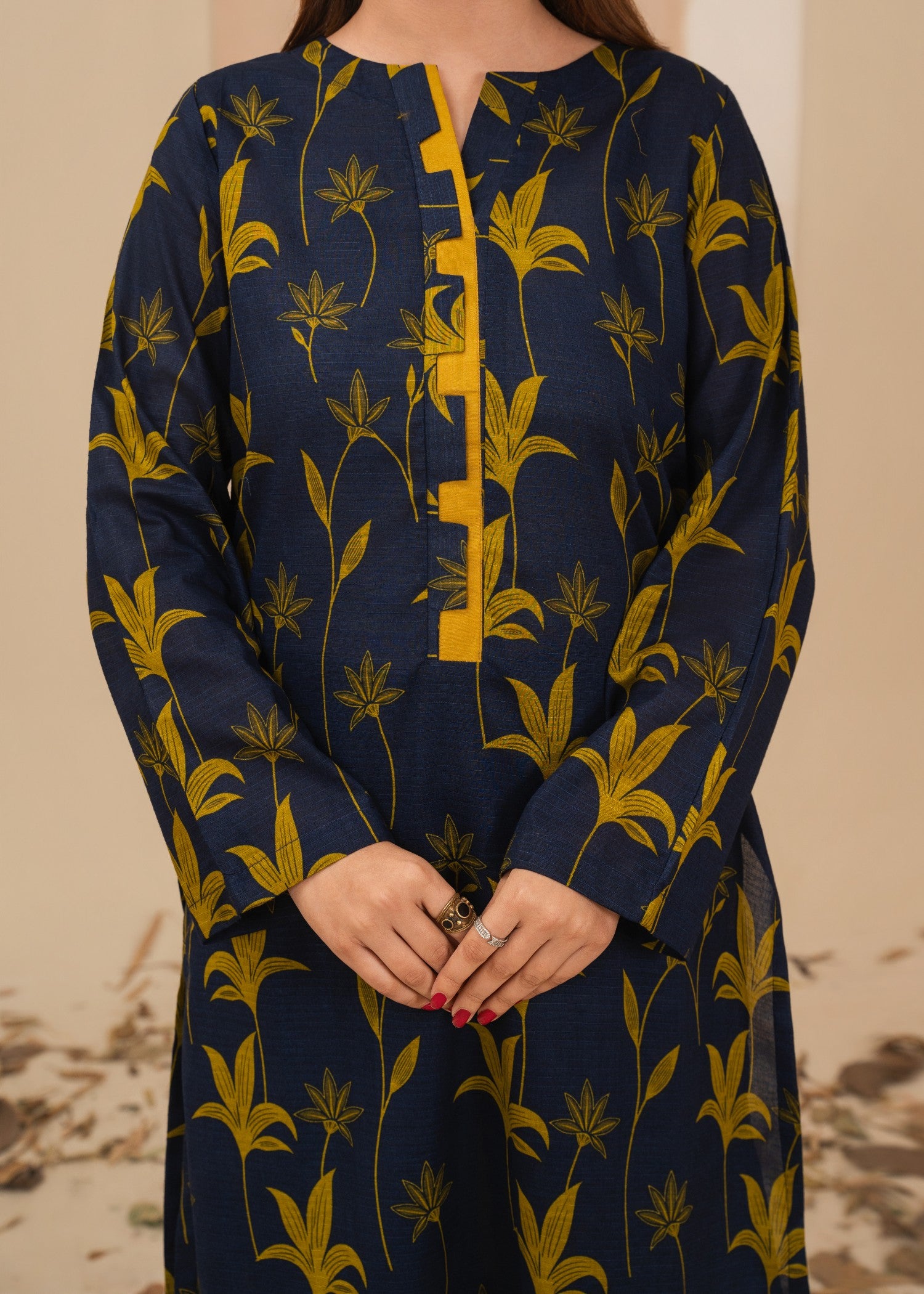 lawn Co Ord Sets in Moonlight blue, goldenrod