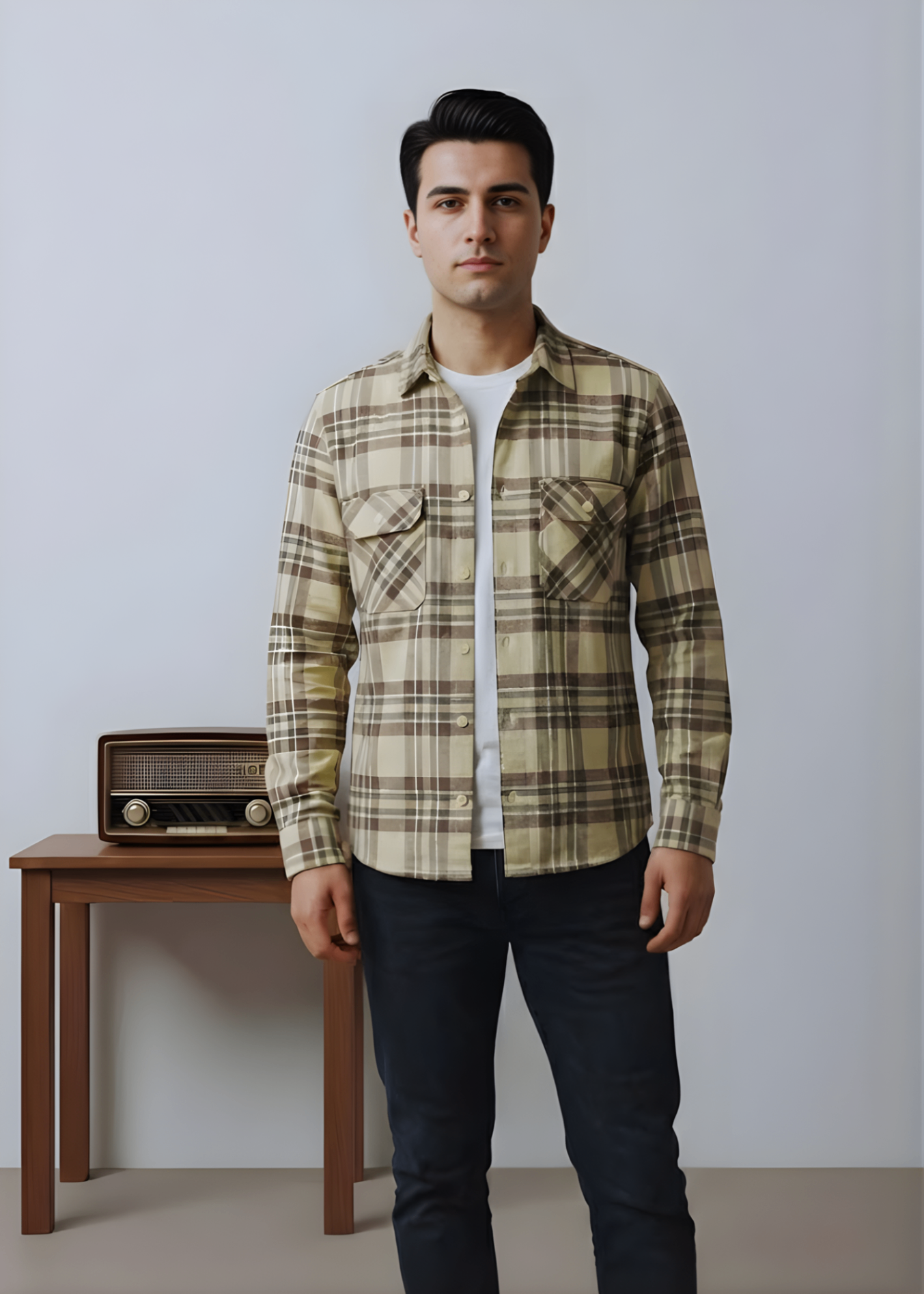 flannel Casual Shirt in Multi, yellow