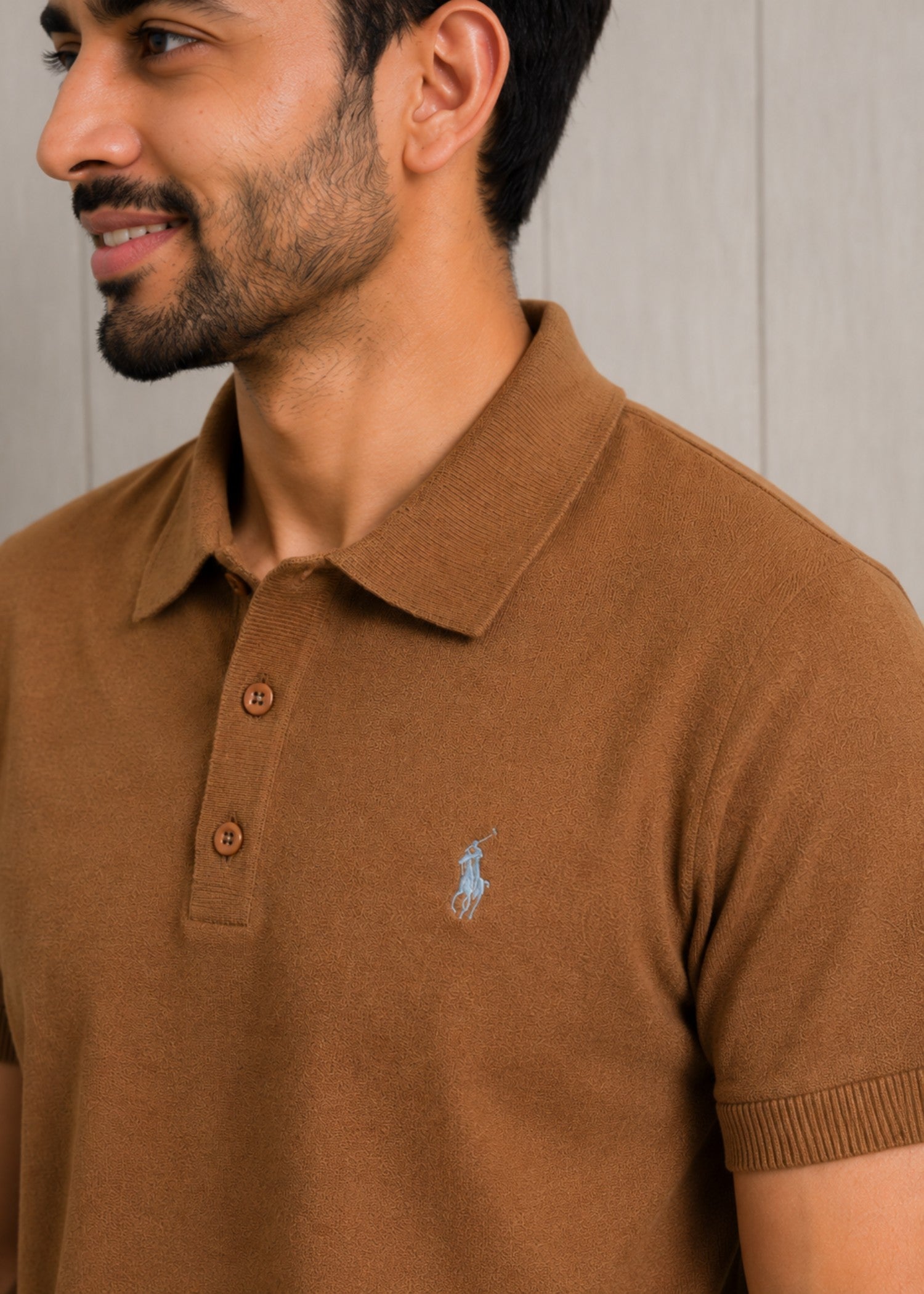cotton jersey Polo Shirt in Hazelwood brown