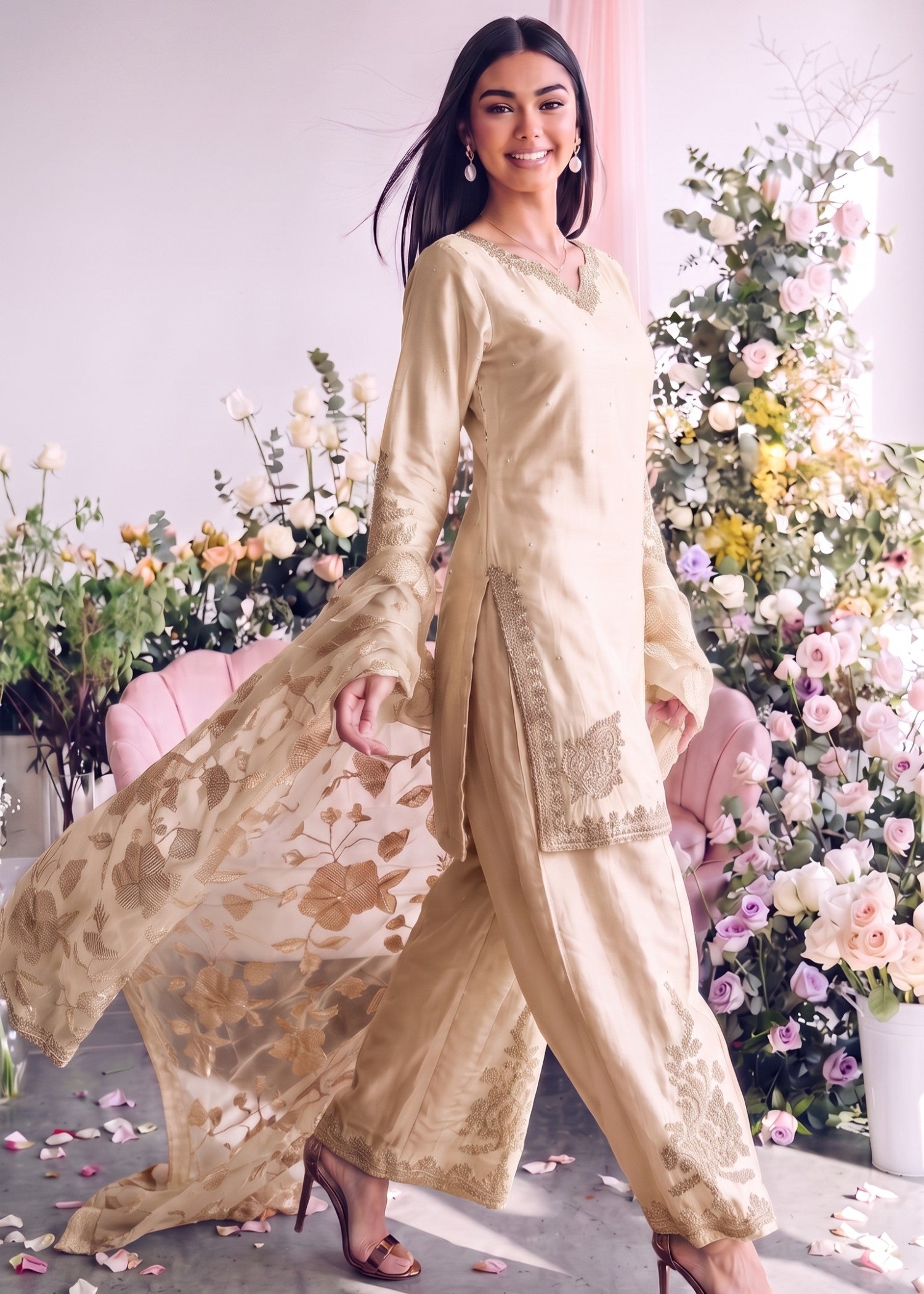 charmuse/shamooz Sharara in Cream