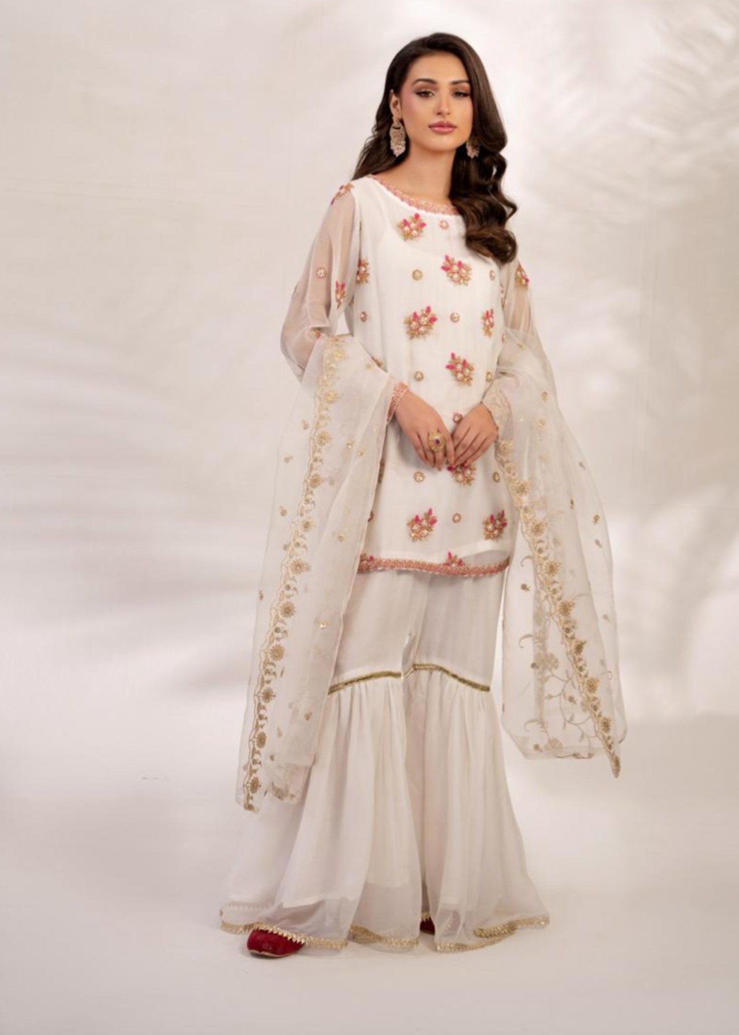 crinkle Gharara in White