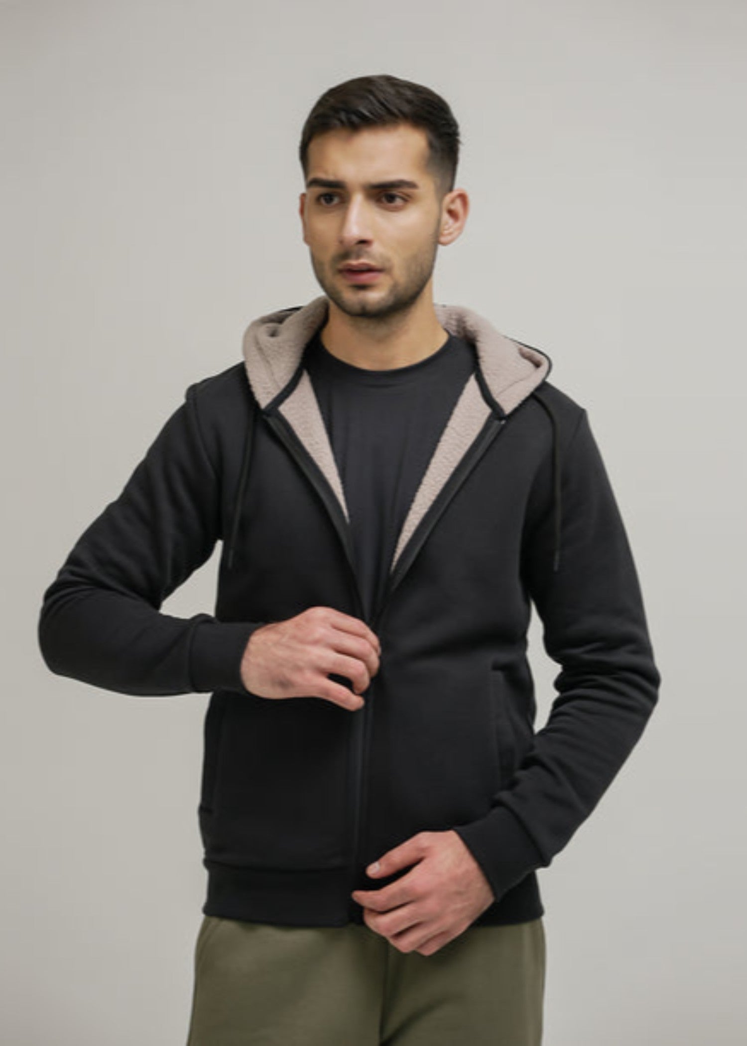 polycotton Hoodie in Black