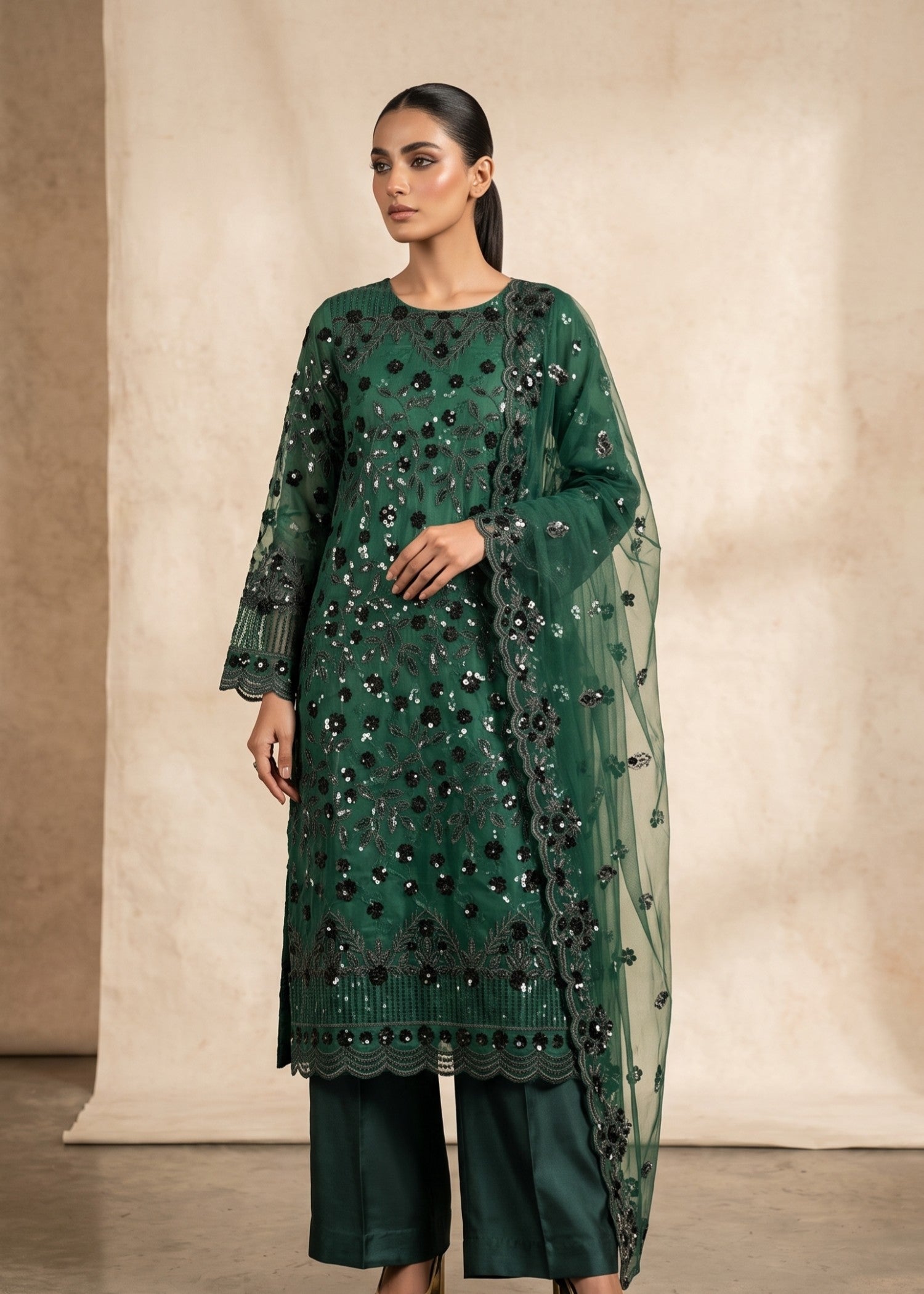 net Unstitched in Dark green