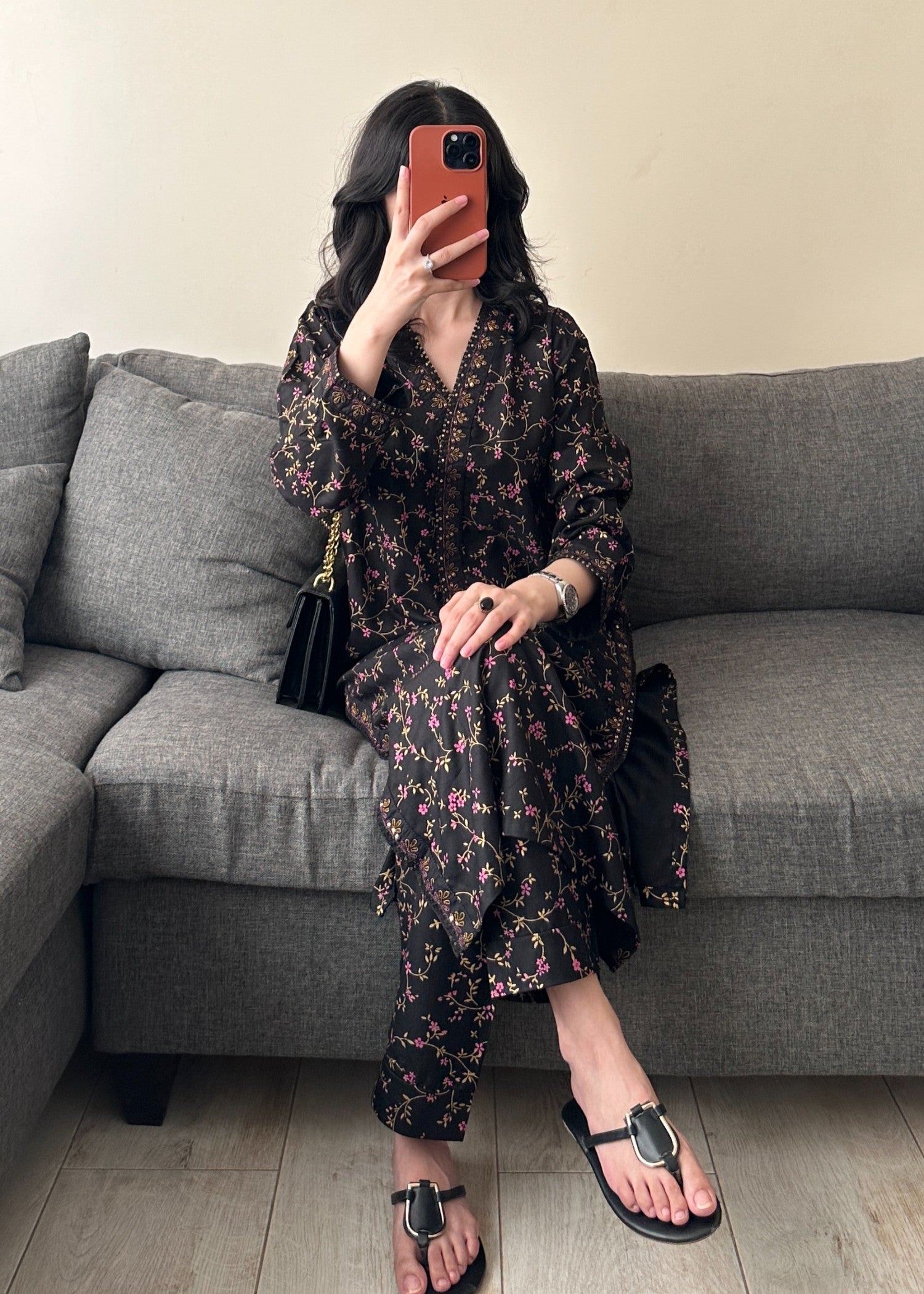 lawn cotton Co Ord Sets in Black