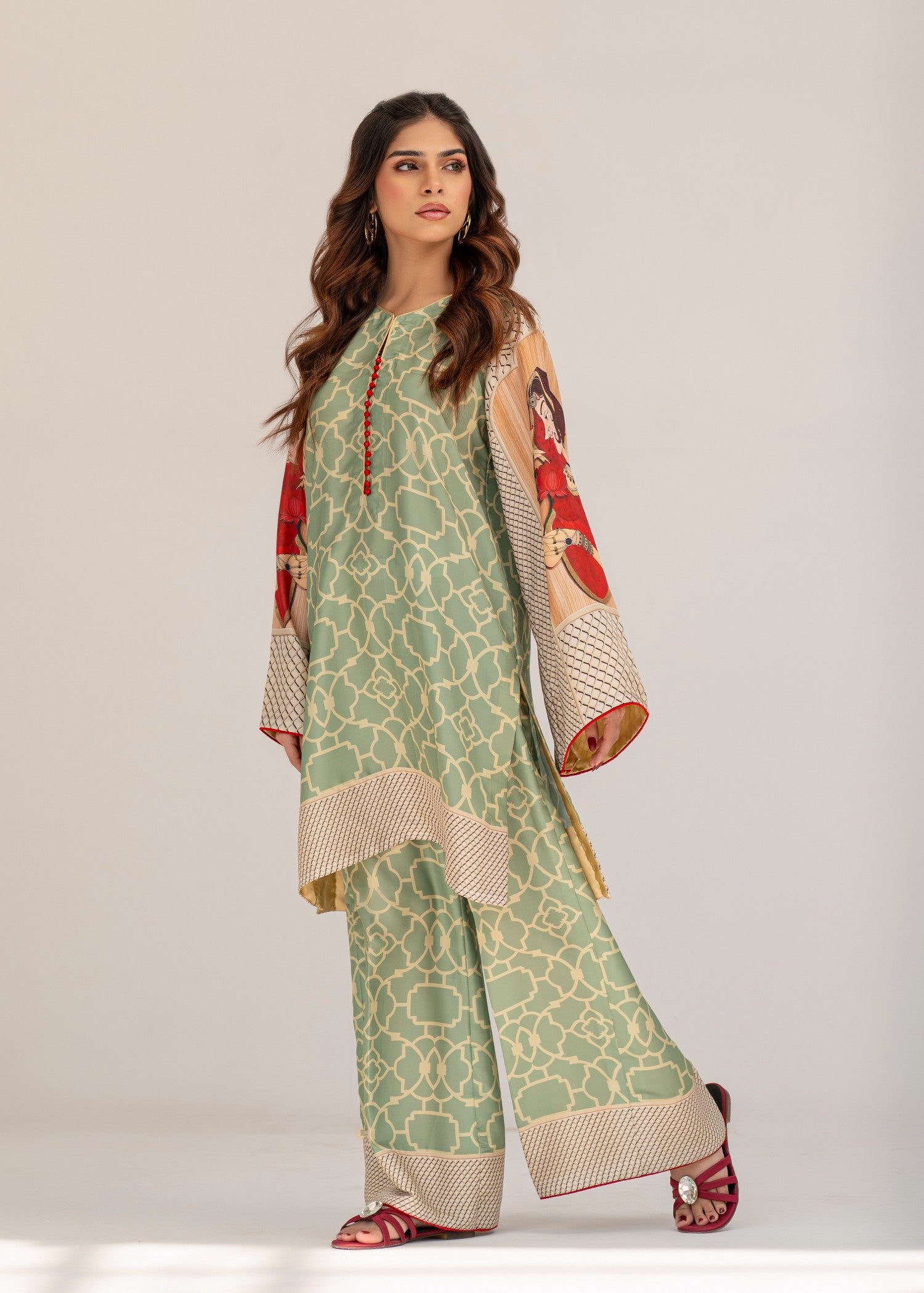 poly silk Co Ord Sets in Mint green