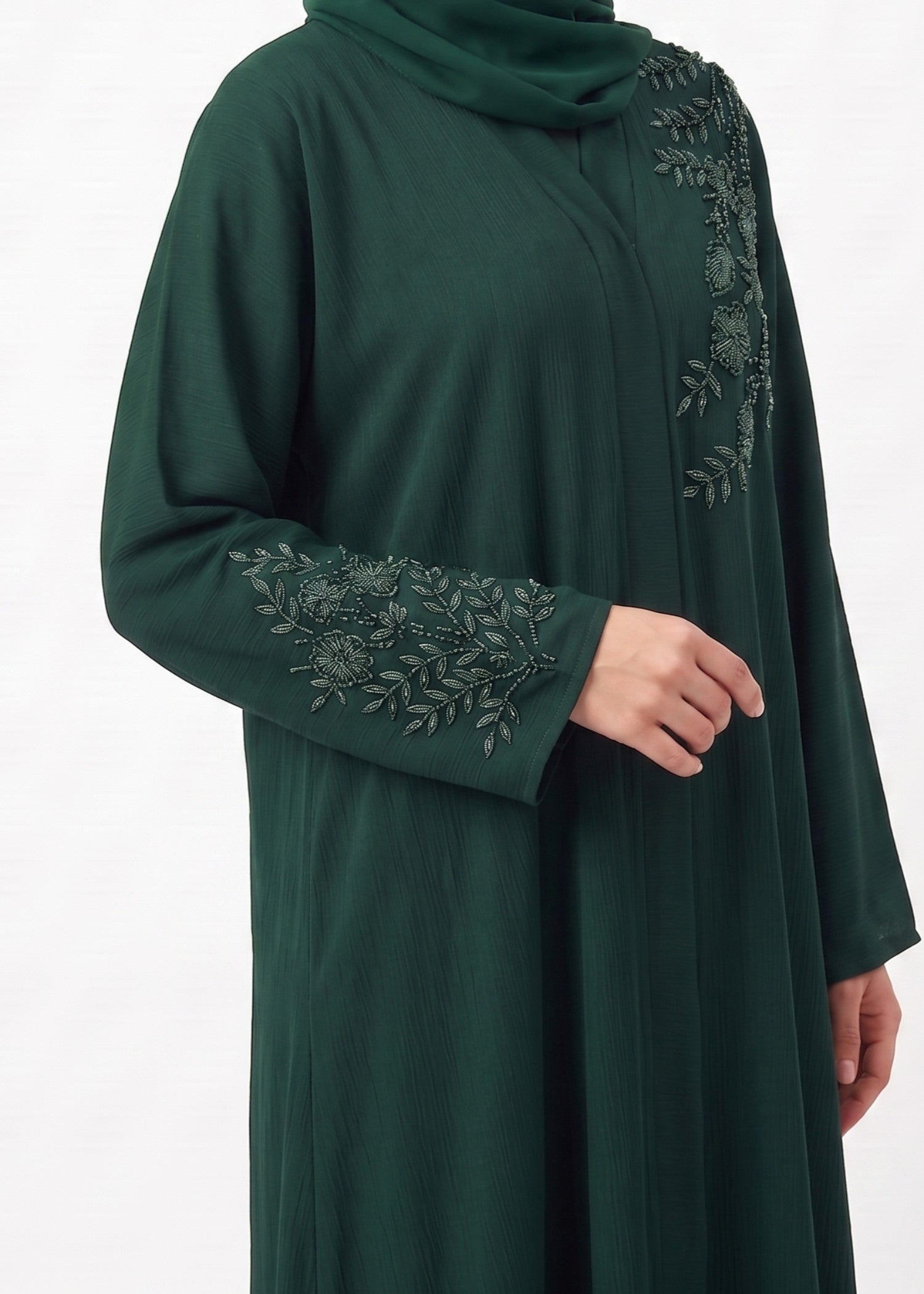 crinkle Abaya in Emerald green