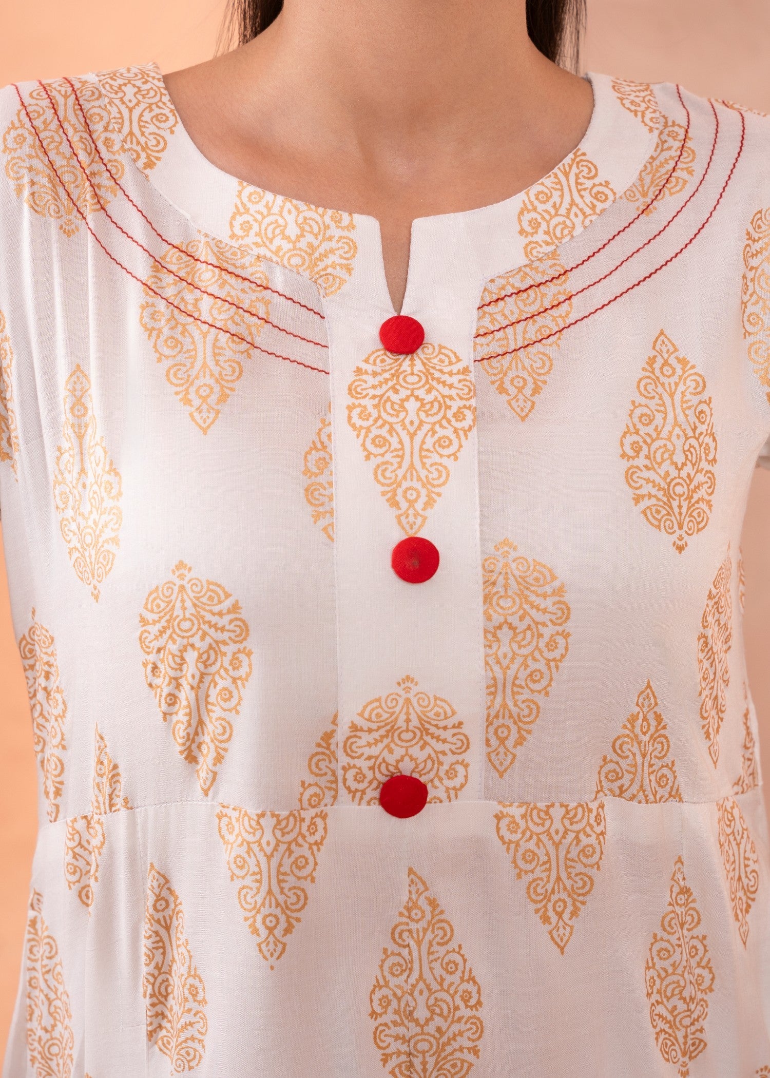 linen Pishwas in White