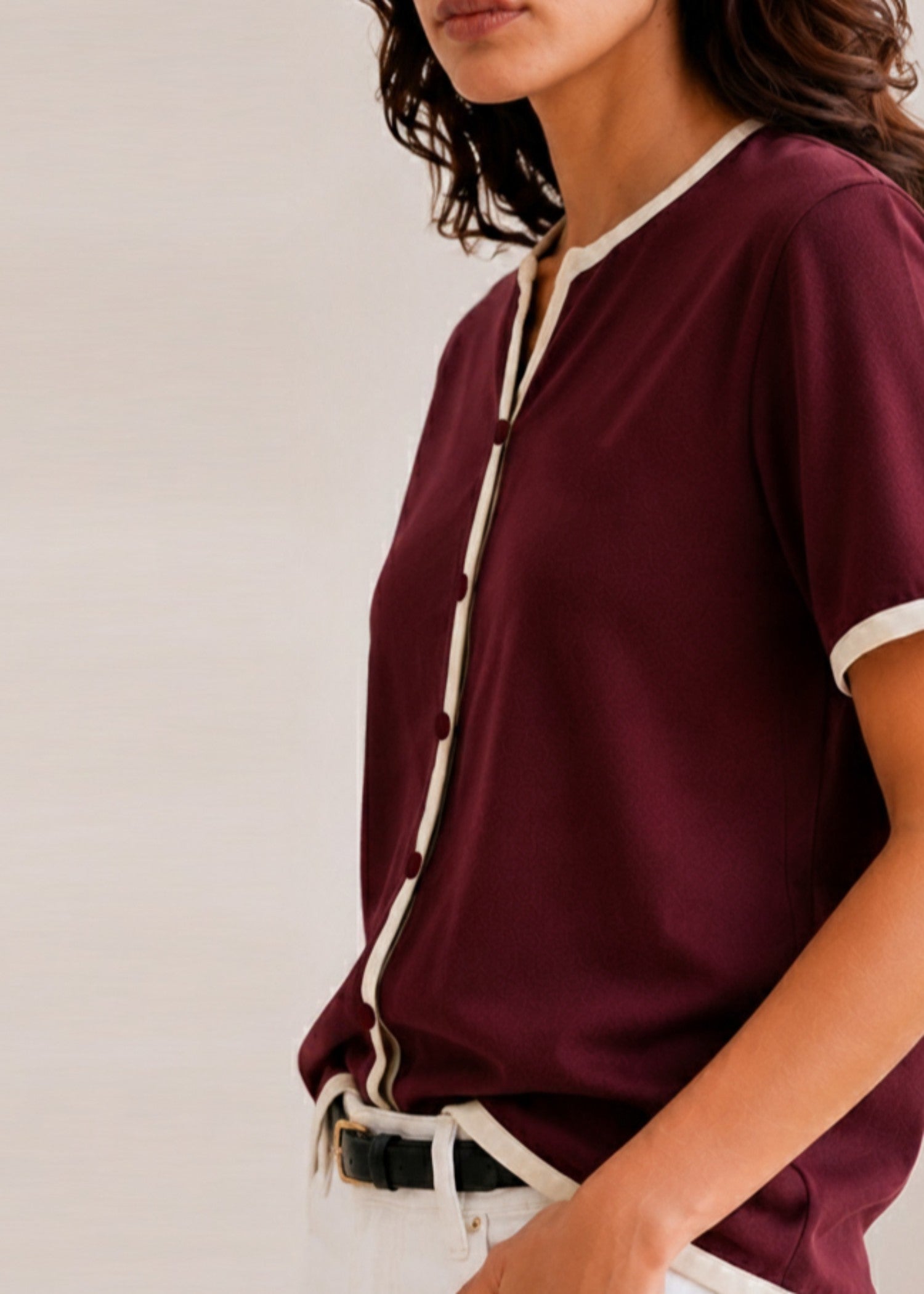 cotton Cardigan in Maroon