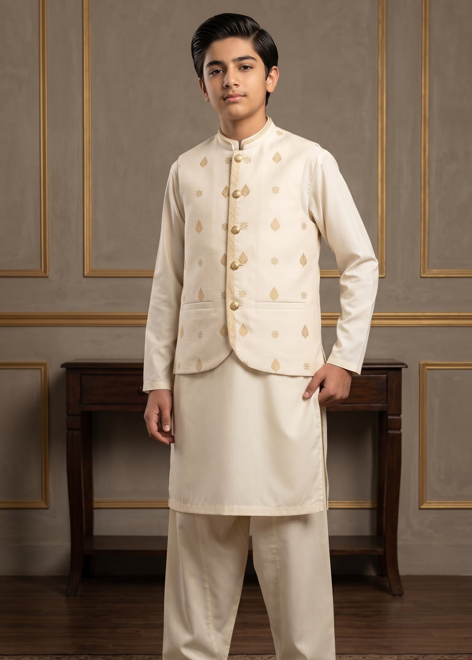 cotton Waistcoat in Off-white