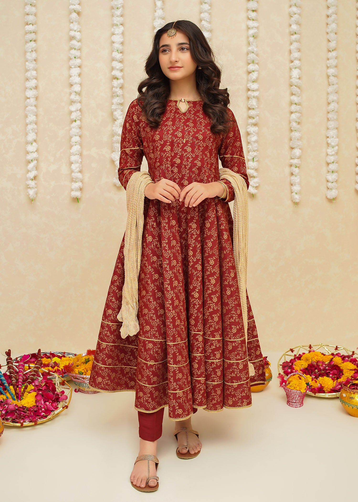 raw silk Pishwas in Maroon