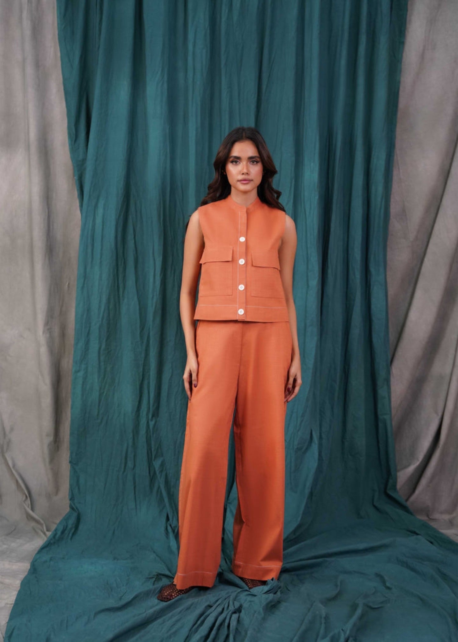 cotton Trousers in Orange