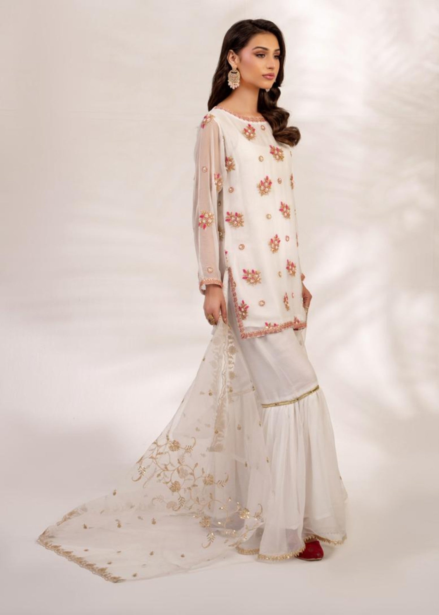 crinkle Gharara in White