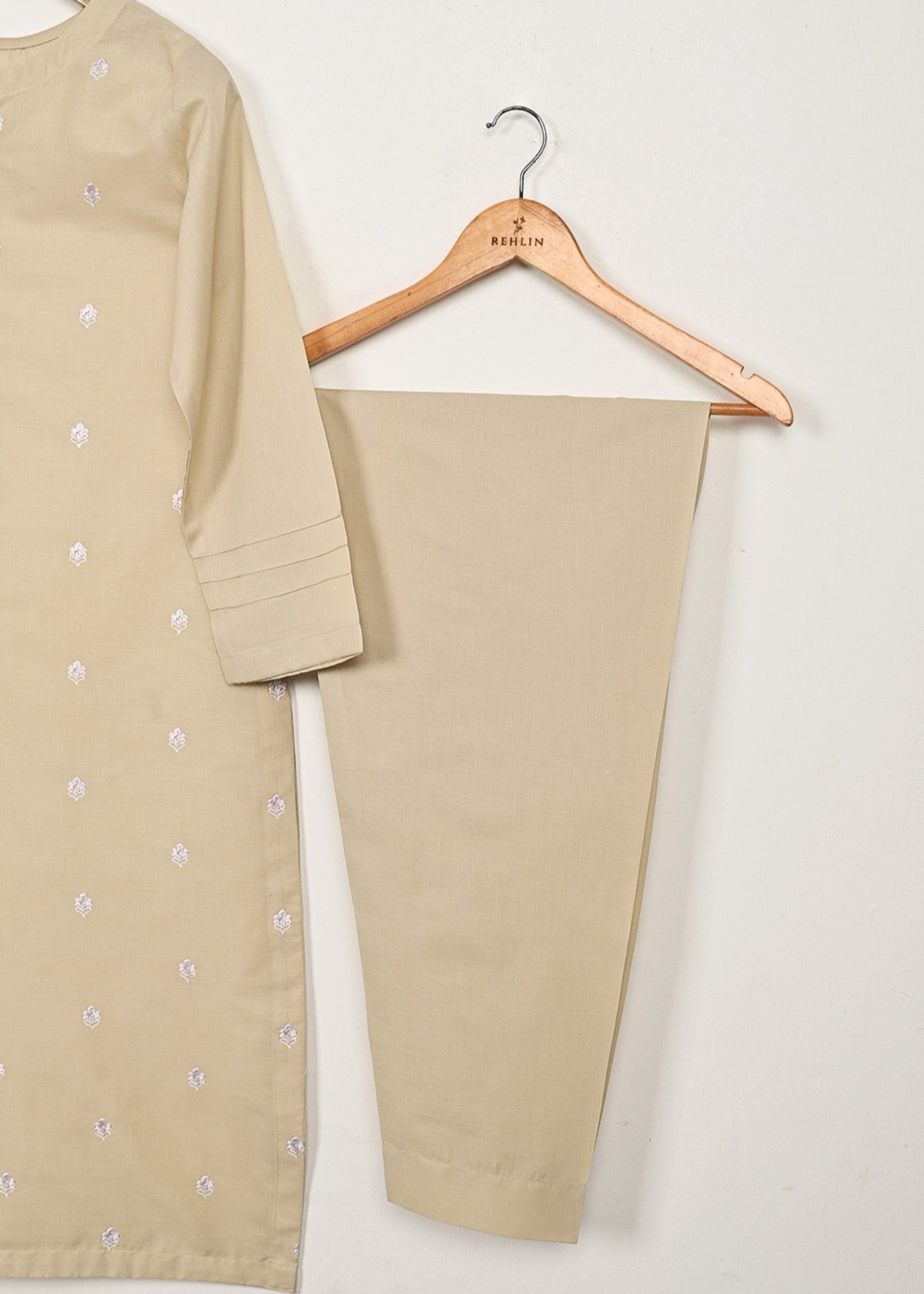 cambric Kurta Set in Wheat