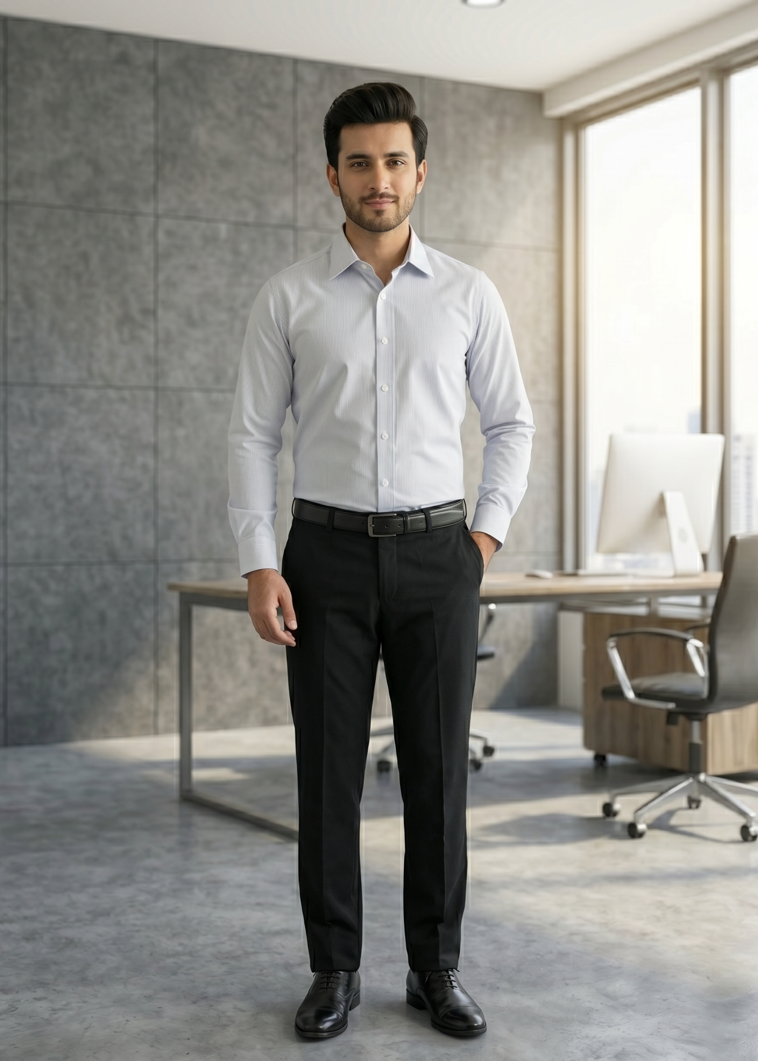 cotton satin Formal Shirt in Off-white