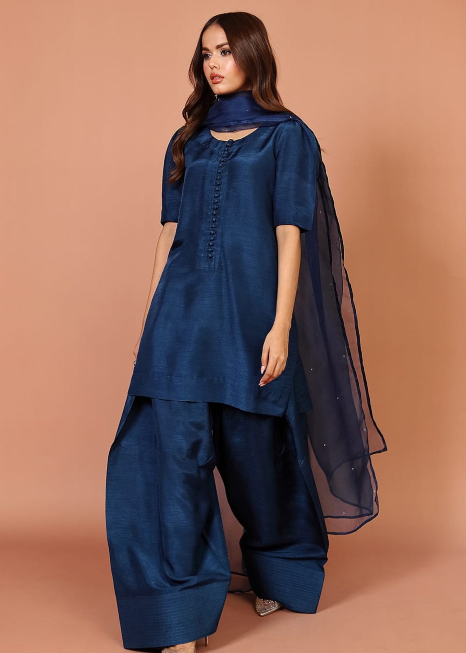 pk raw silk Kurta Set in Cobalt blue