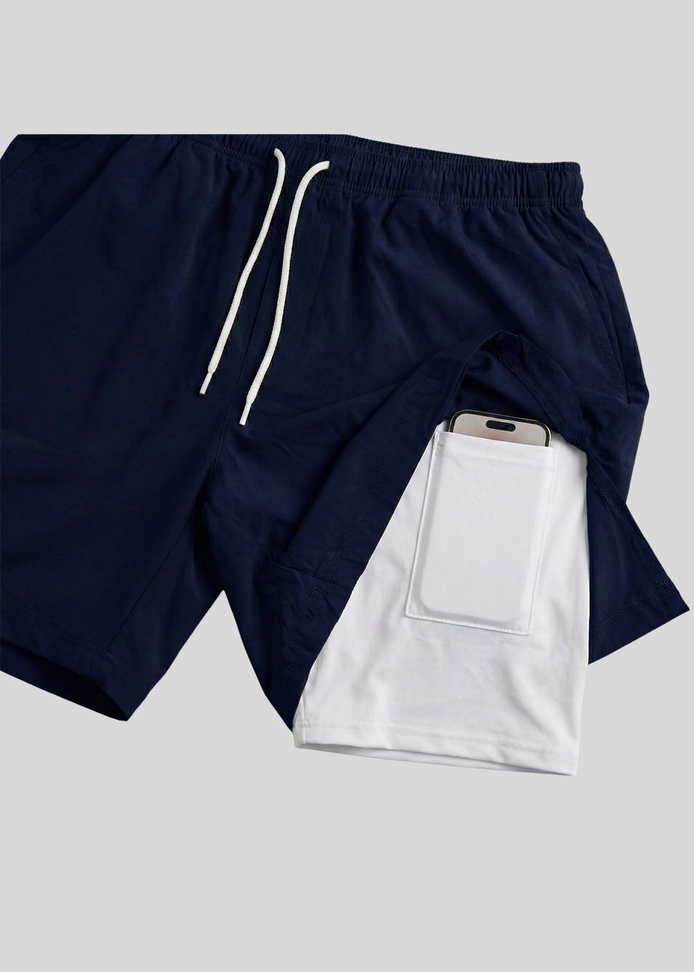 polyester Shorts in Navy blue, white