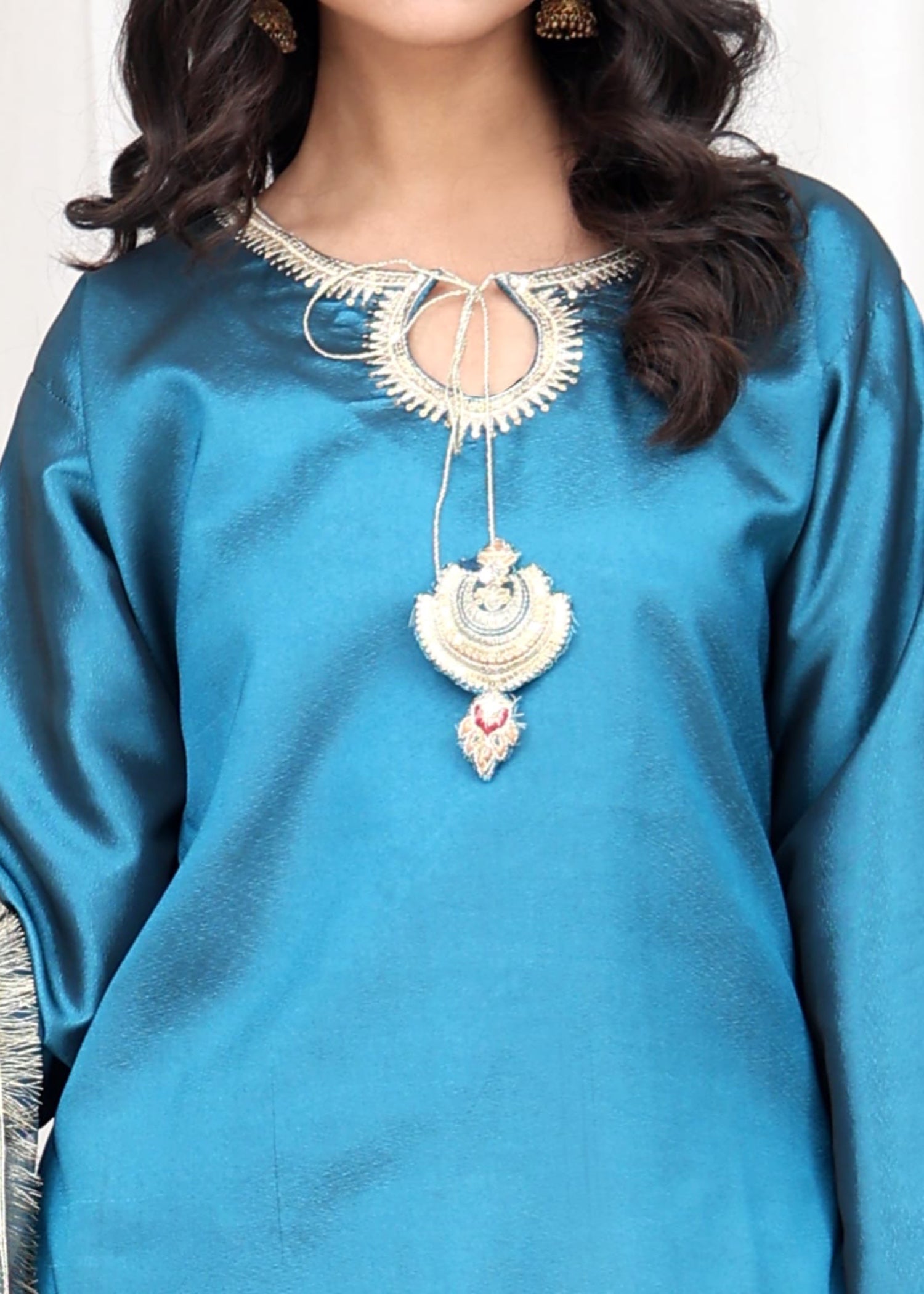 silk Kurta Set in Carolina blue