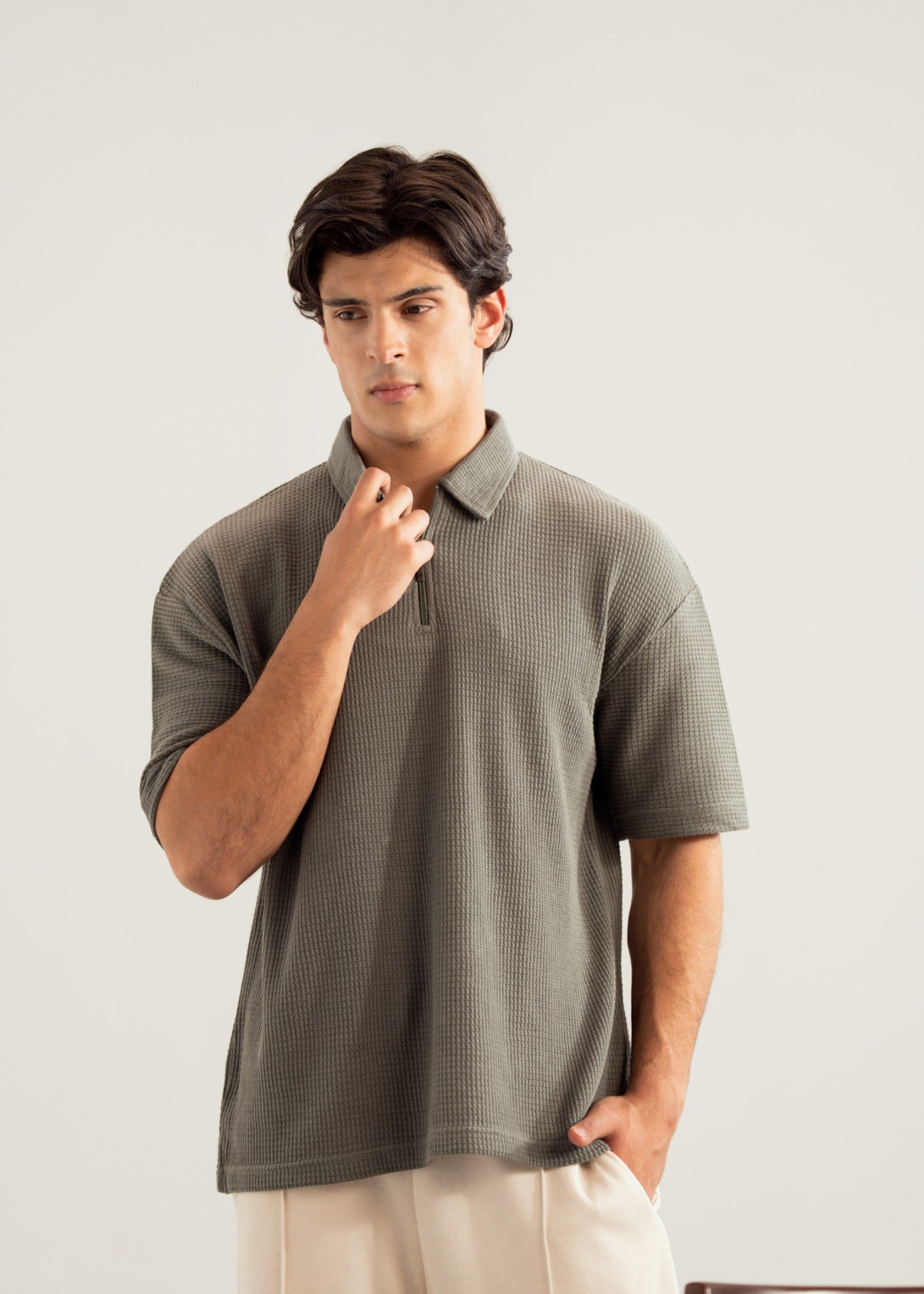 cotton pique Polo Shirt in Olive green