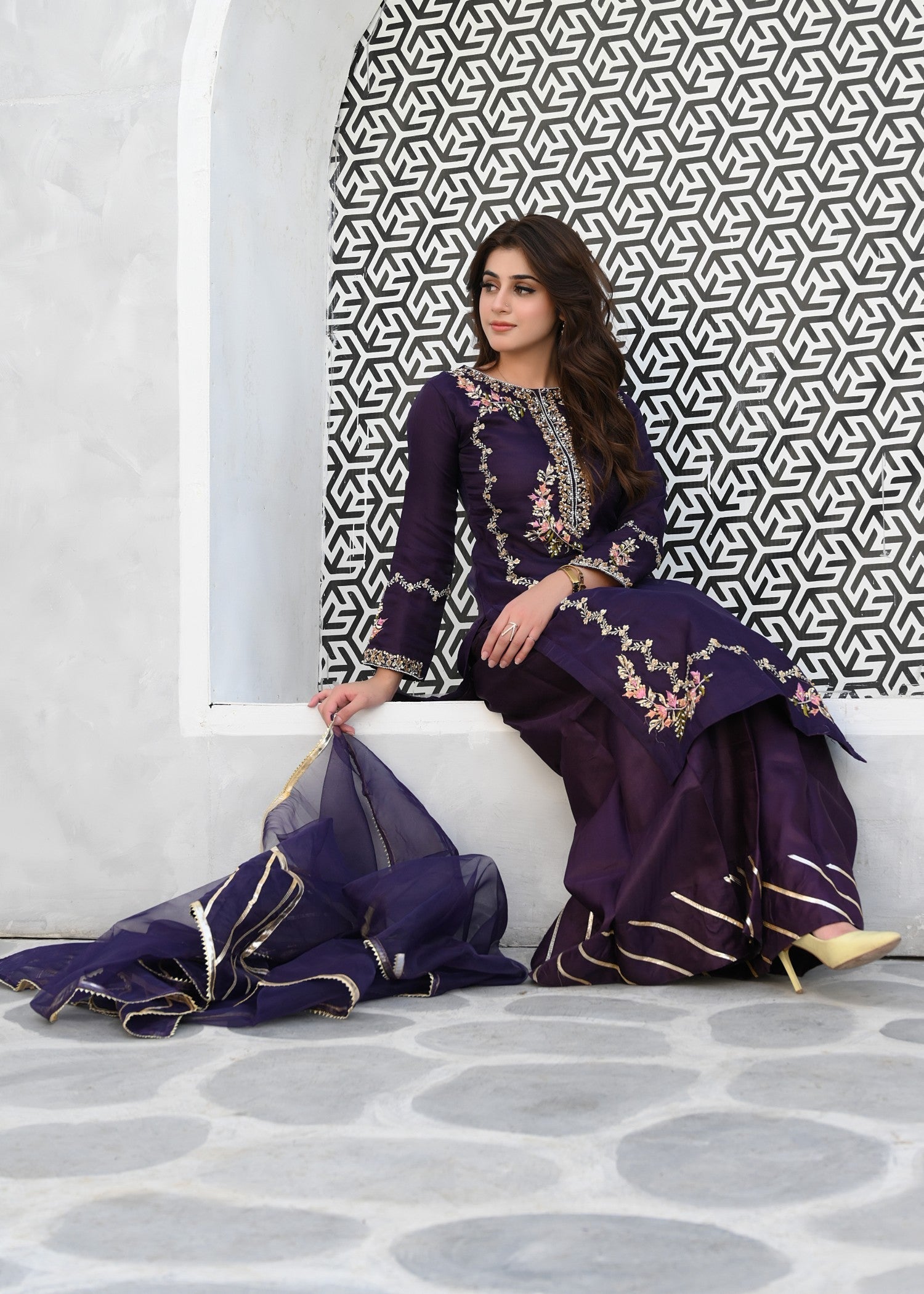organza Sharara in Purple