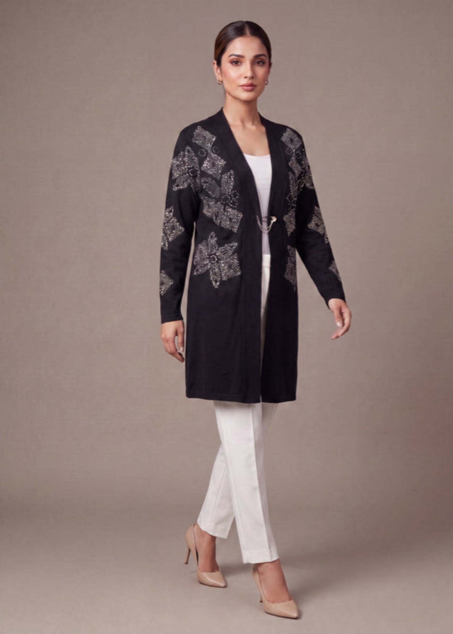 wool Cardigan in Black