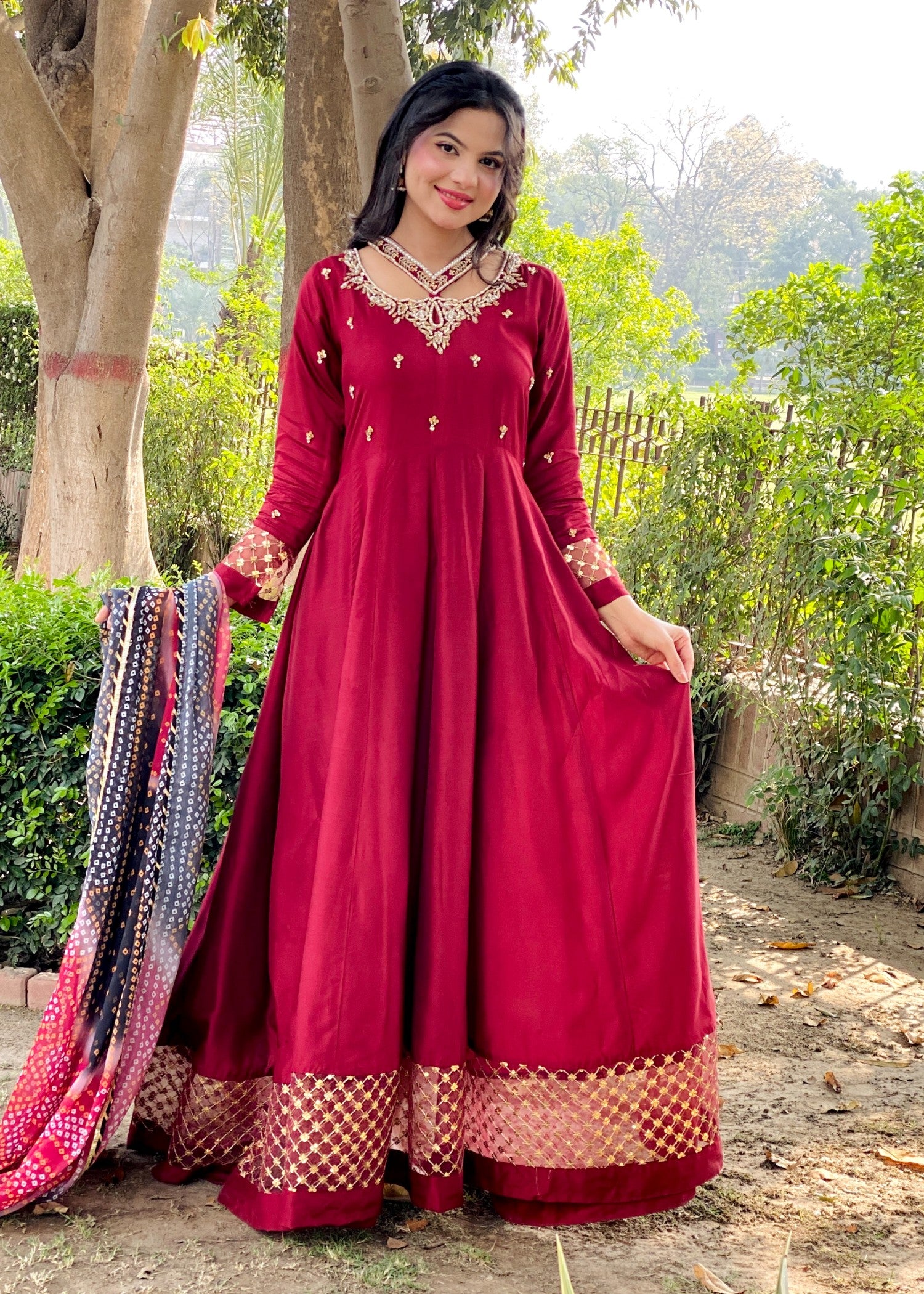 viscose Maxi in Maroon