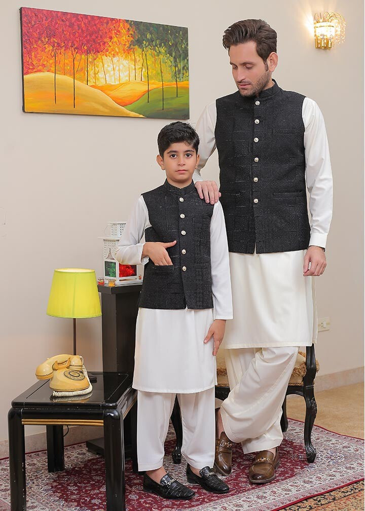 banarsi silk Waistcoat in Black