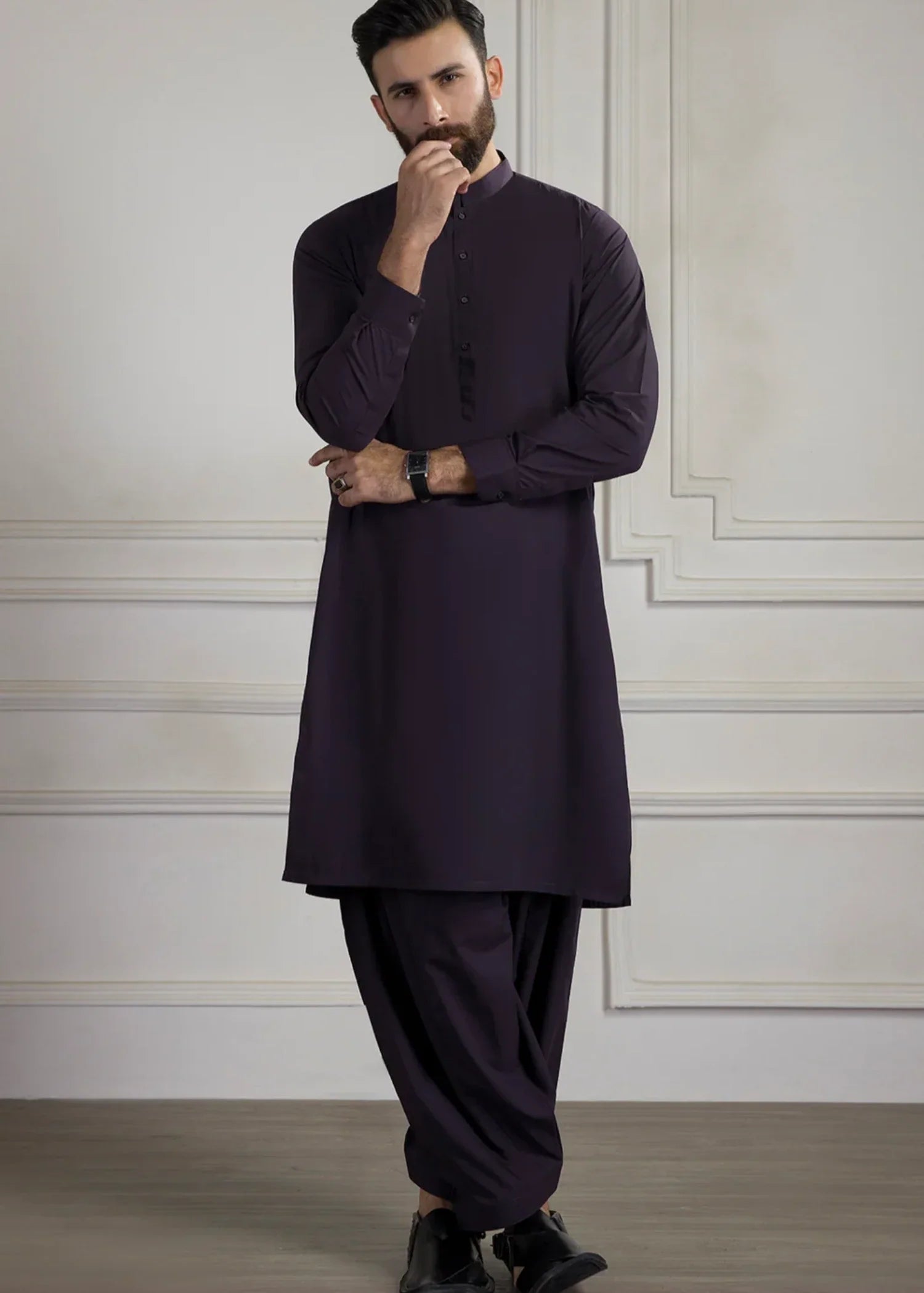 poly viscose Shalwar Kameez in Indigo