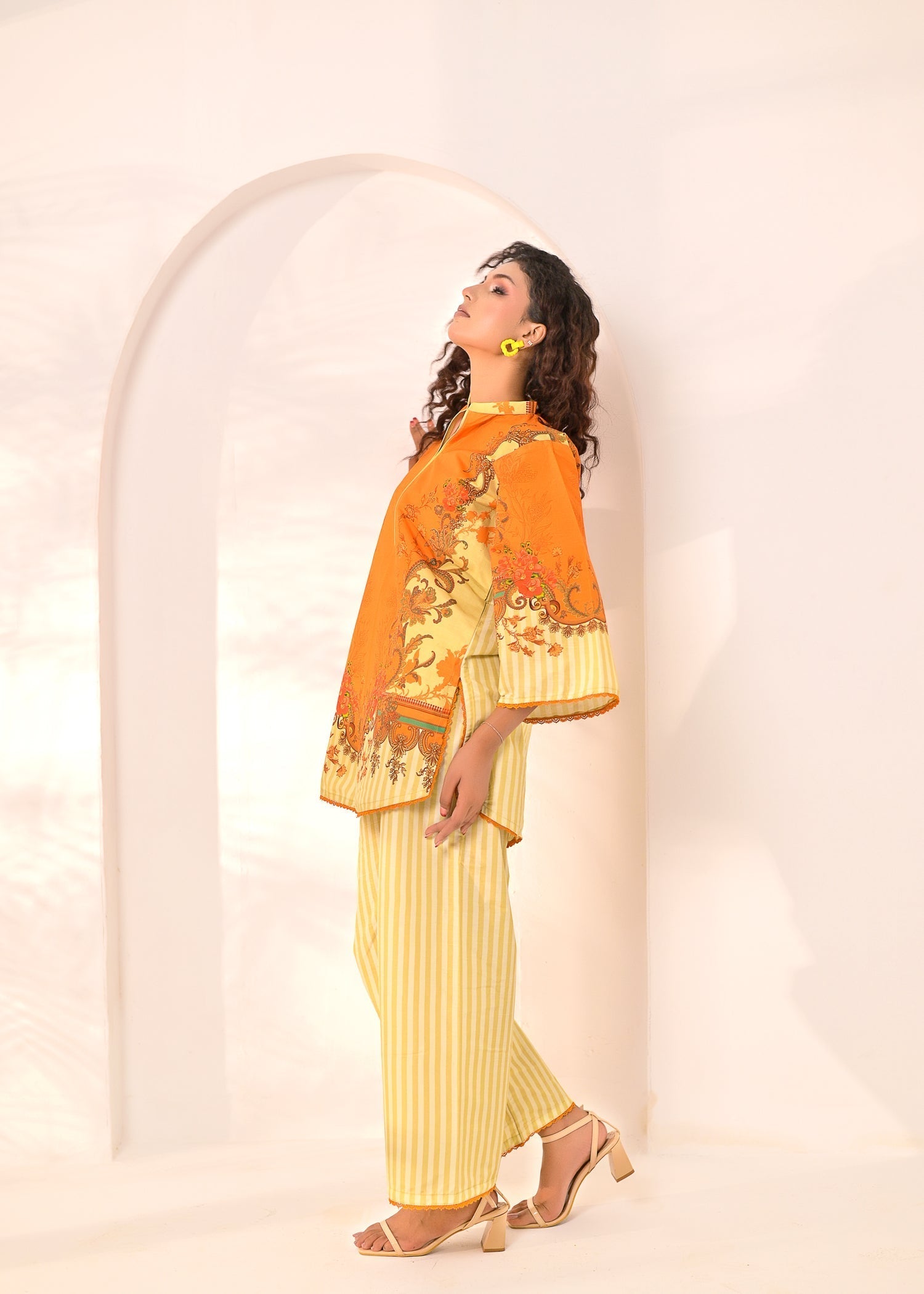 poly silk Co Ord Sets in Orange
