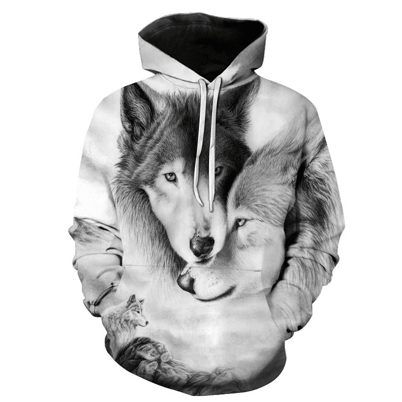 Fast Sell Foreign Trade Fox Wolf 3D Digital Printing Trend Men''S Sweater Manufacturers Direct Support to Map Customization
