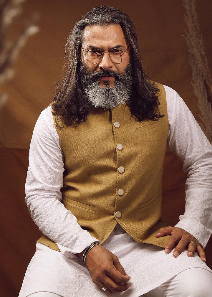 wool Waistcoat in Brown