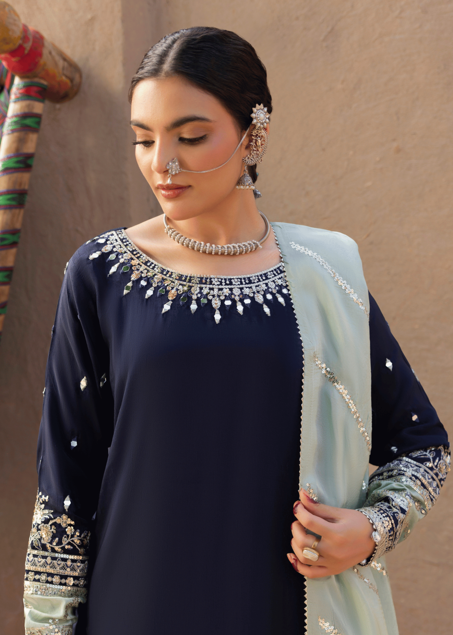 raw silk Sharara in Blue