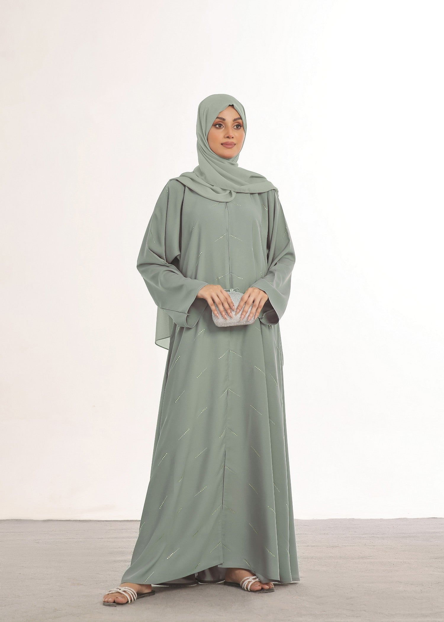 nidha Abaya in Grey