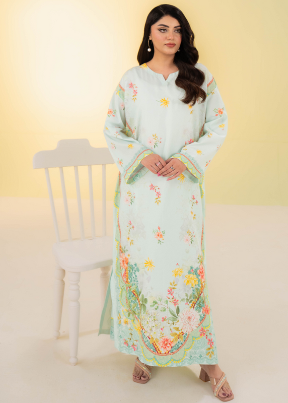 poly lawn Kaftan in Pastel green