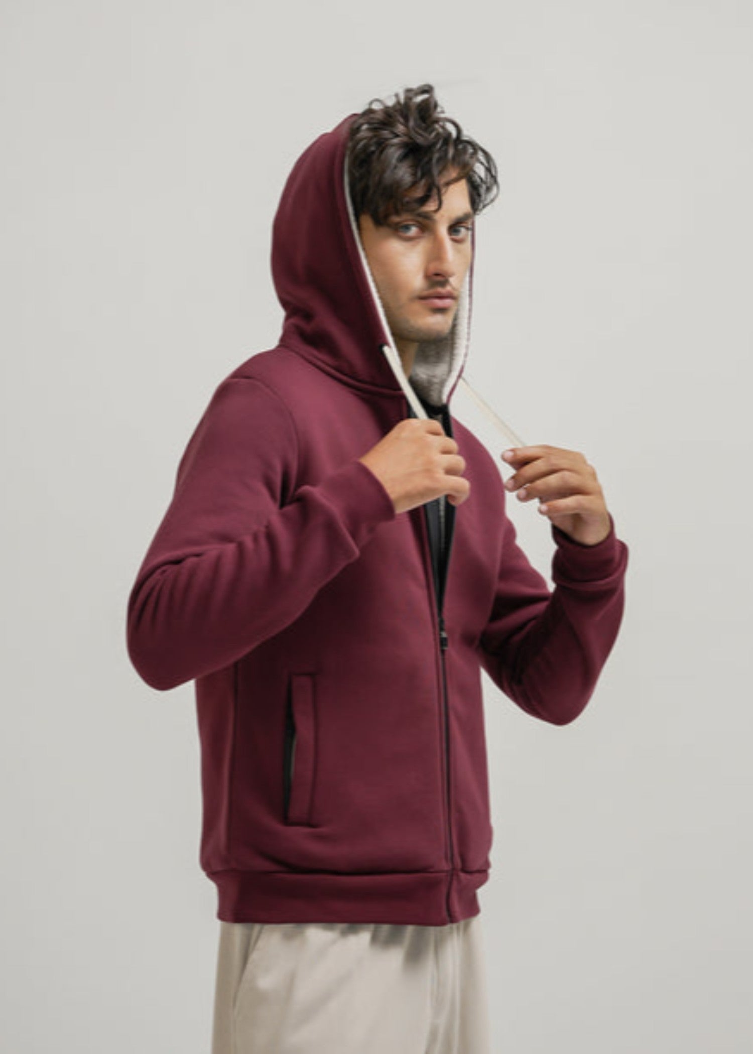 polycotton Hoodie in Maroon