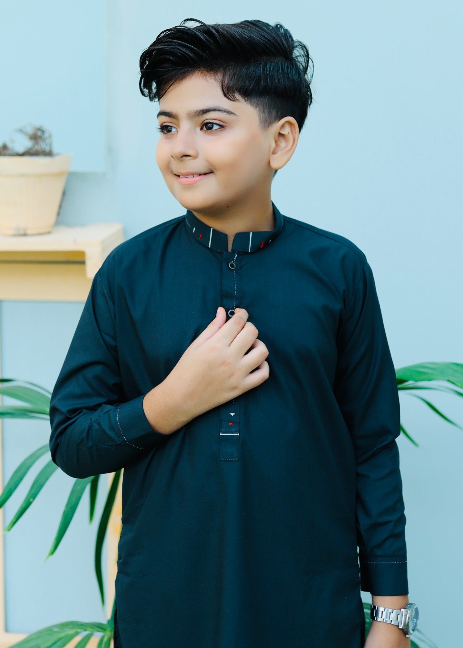 wash & wear Kurta Set in Pine green