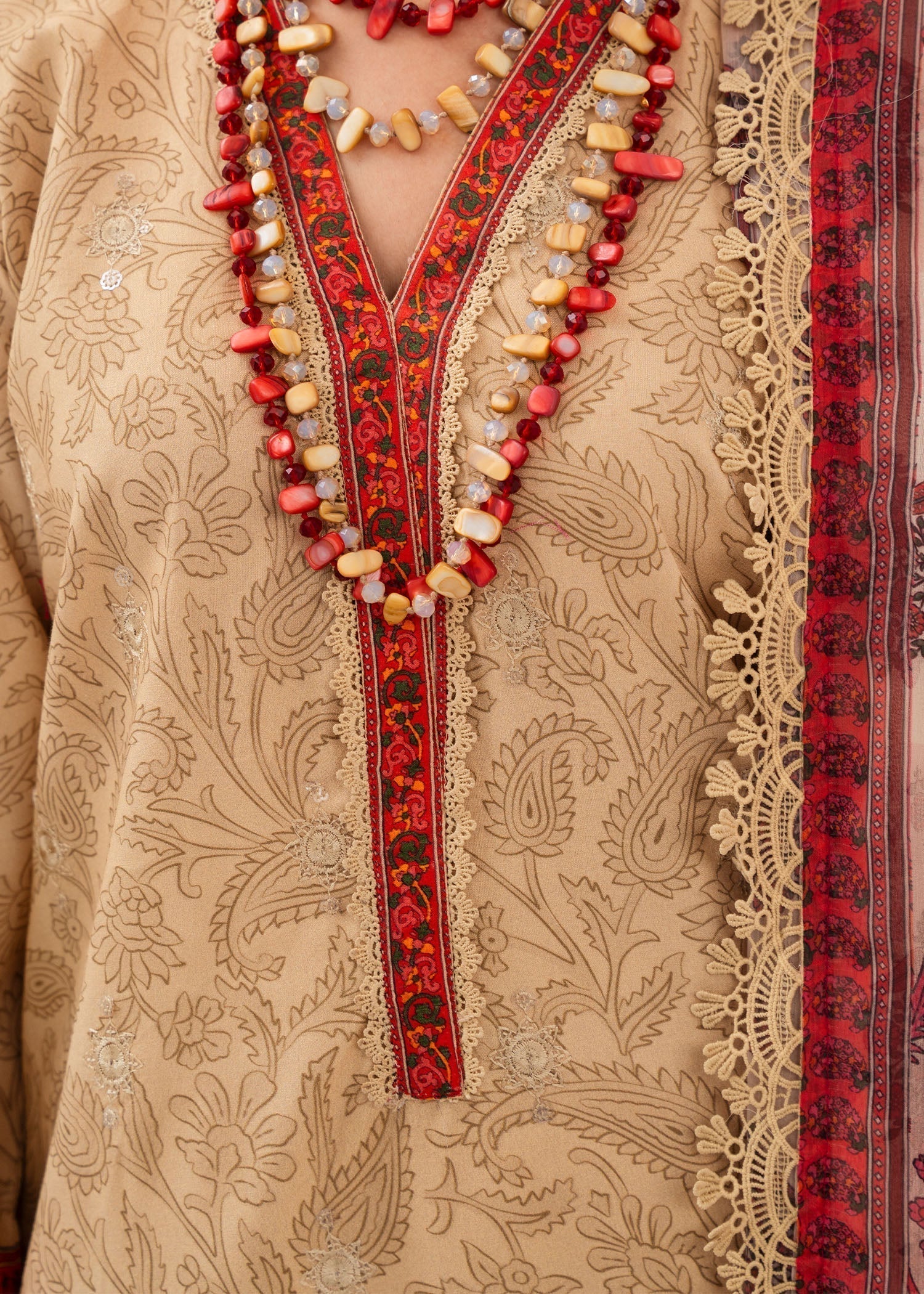 lawn Kurta Set in Wheat