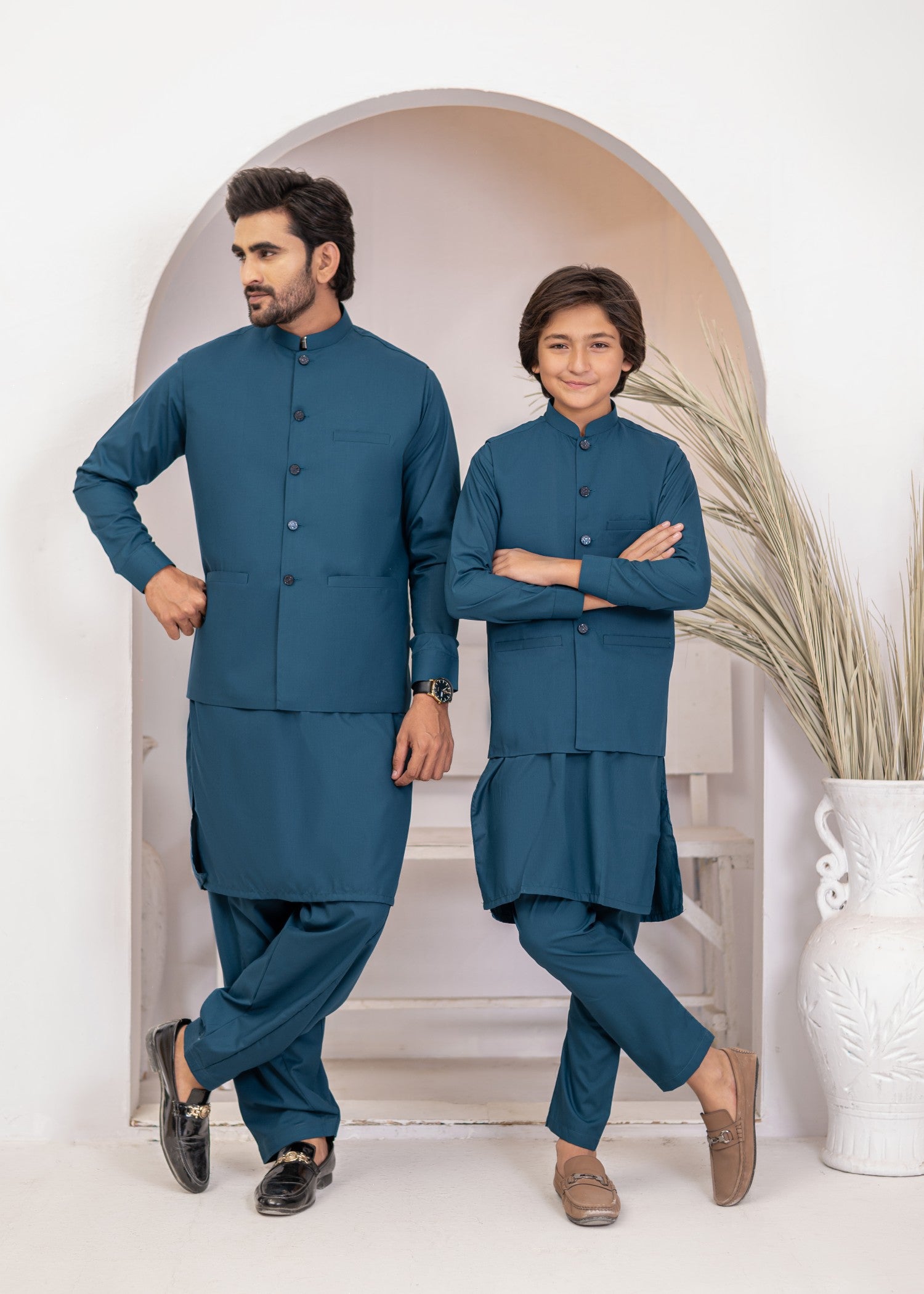 wash & wear Waistcoat in Steel blue
