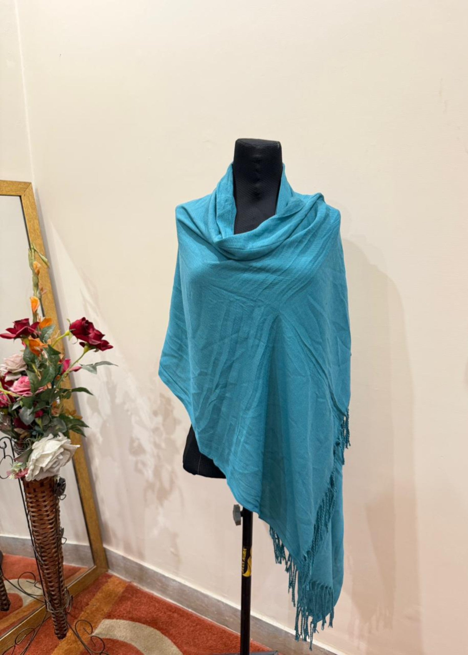 cashmere wool Hijab in Pacific blue
