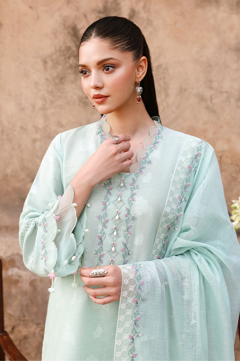Festive – Misty Mint - Embroidered Lawn