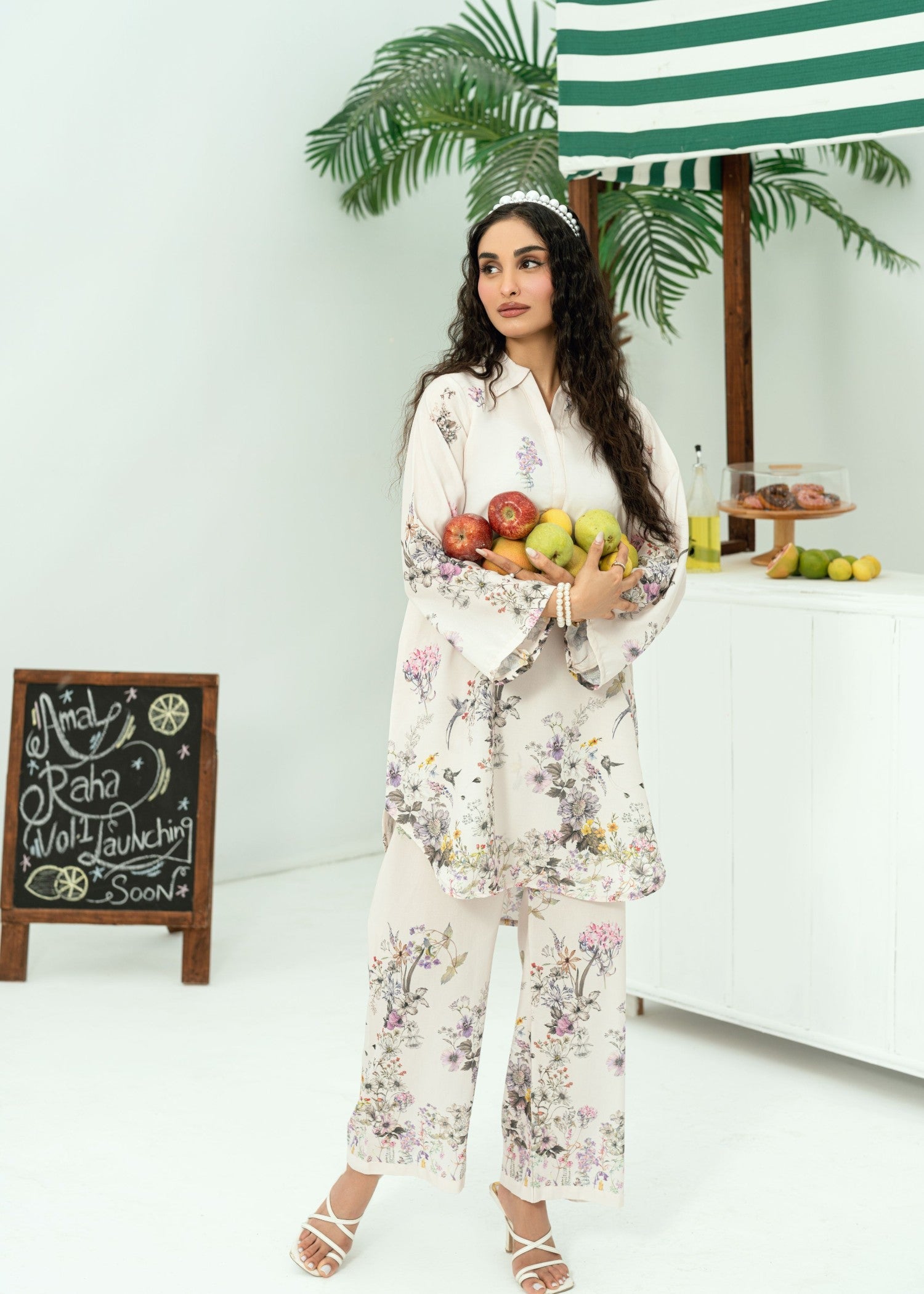 blended cambric Co Ord Sets in Off-white
