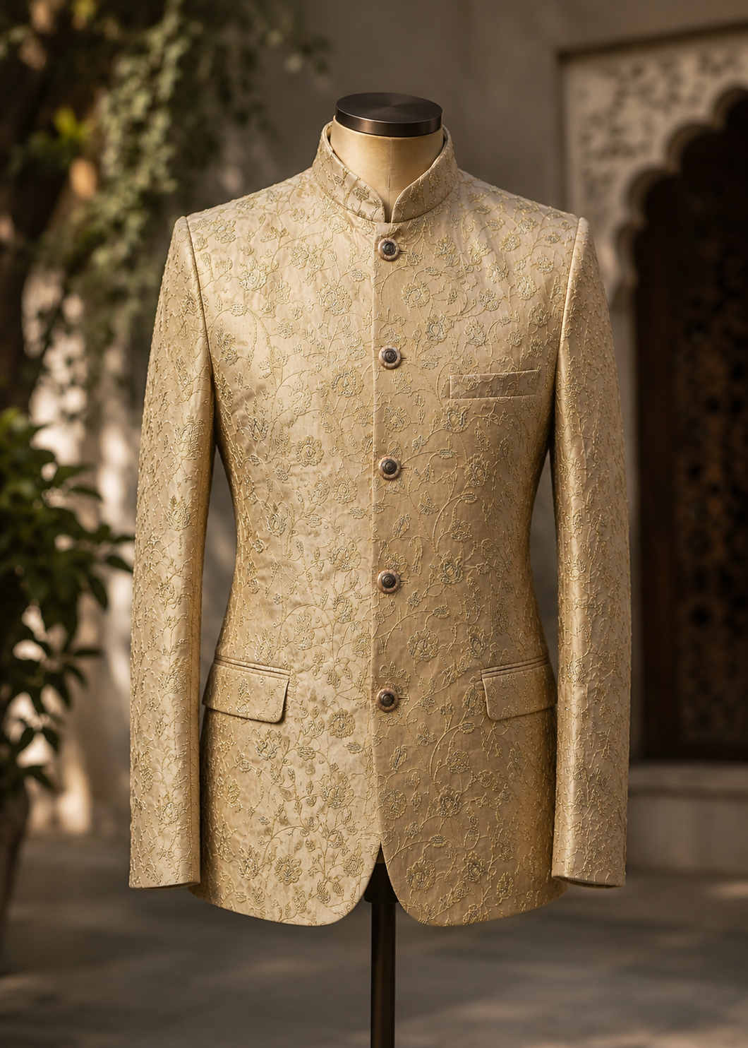 silk Prince Coat in Gold, champagne