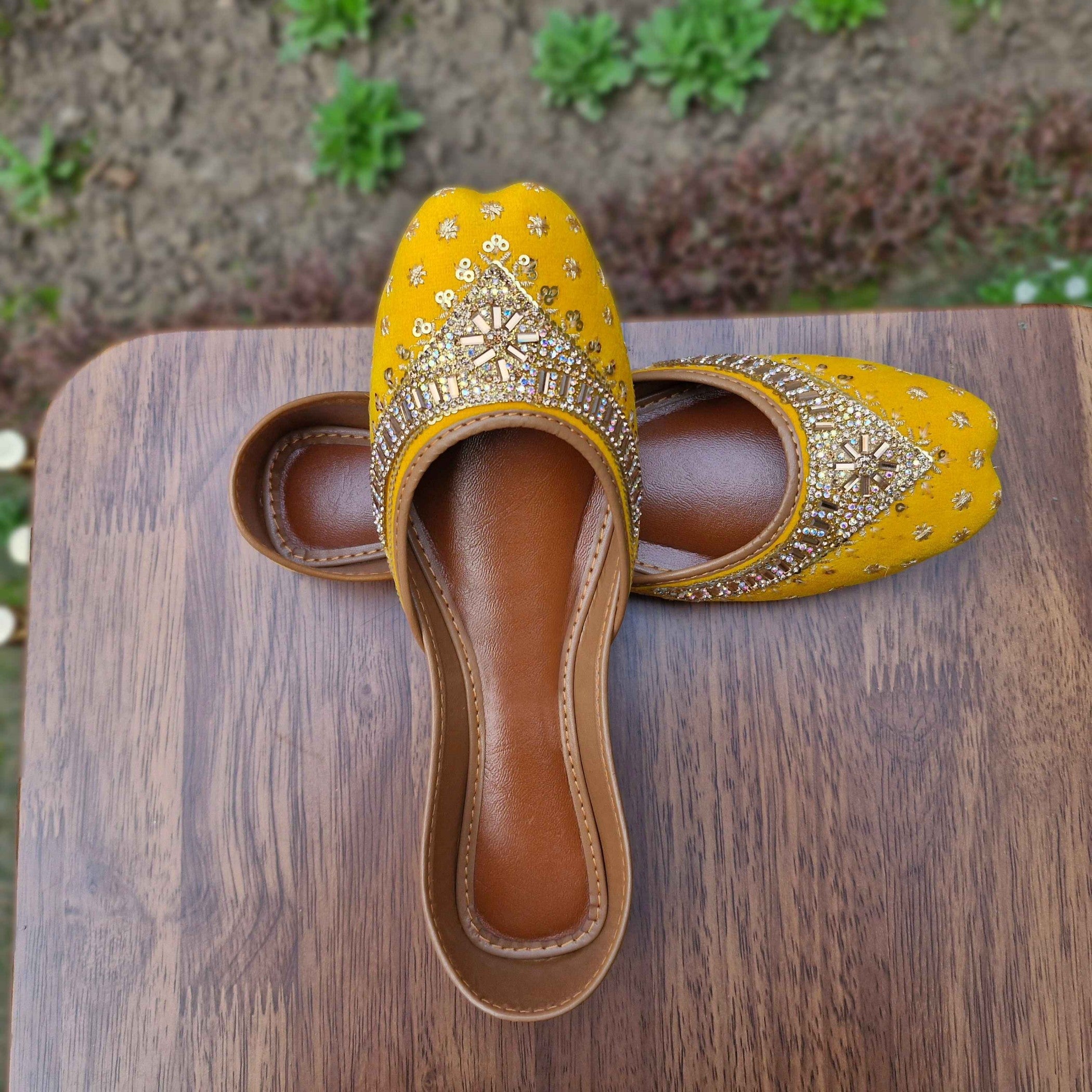 Khussa in Mustard by - High Quality Women Khussa QGV7415