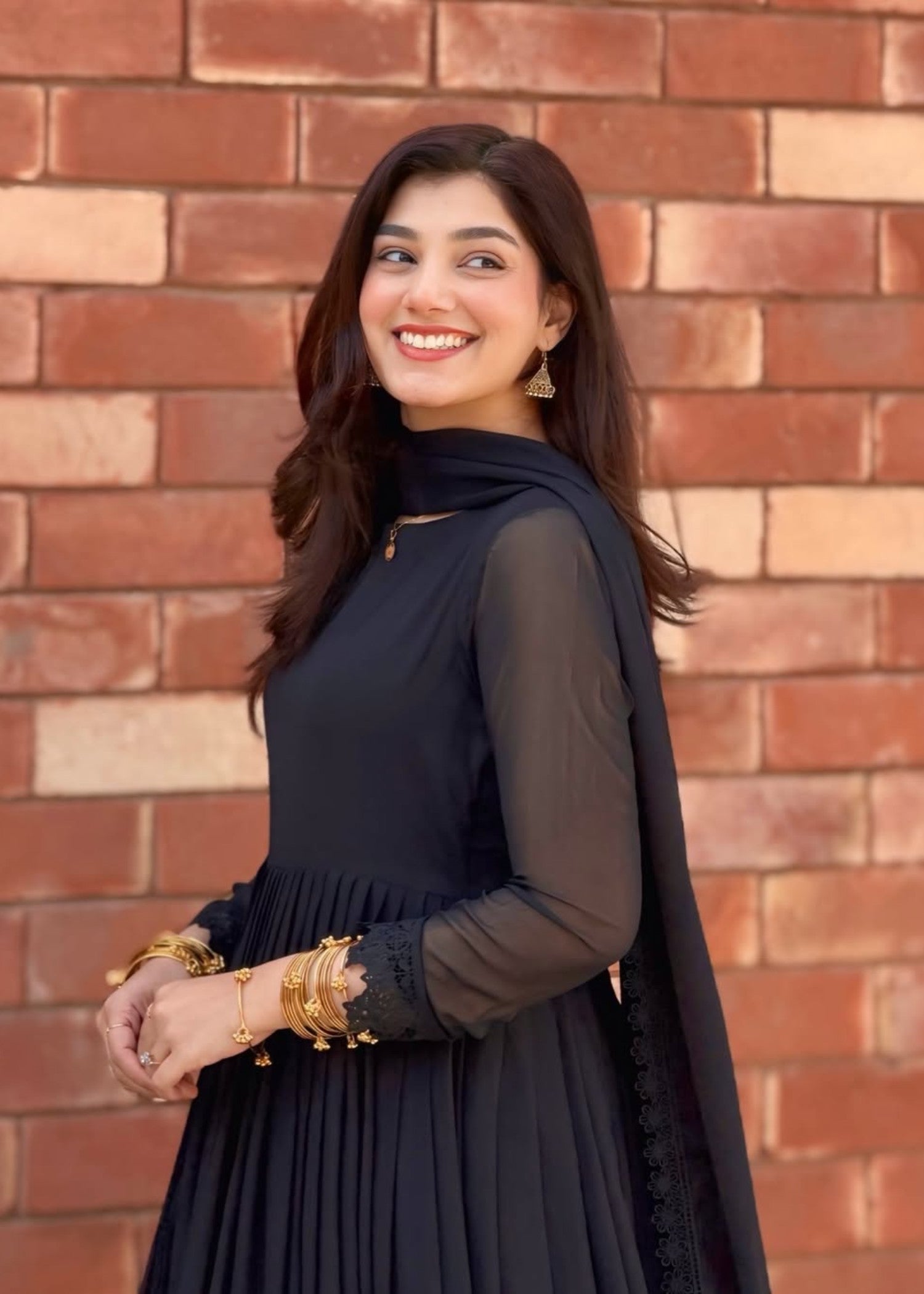 georgette chiffon Maxi in Black