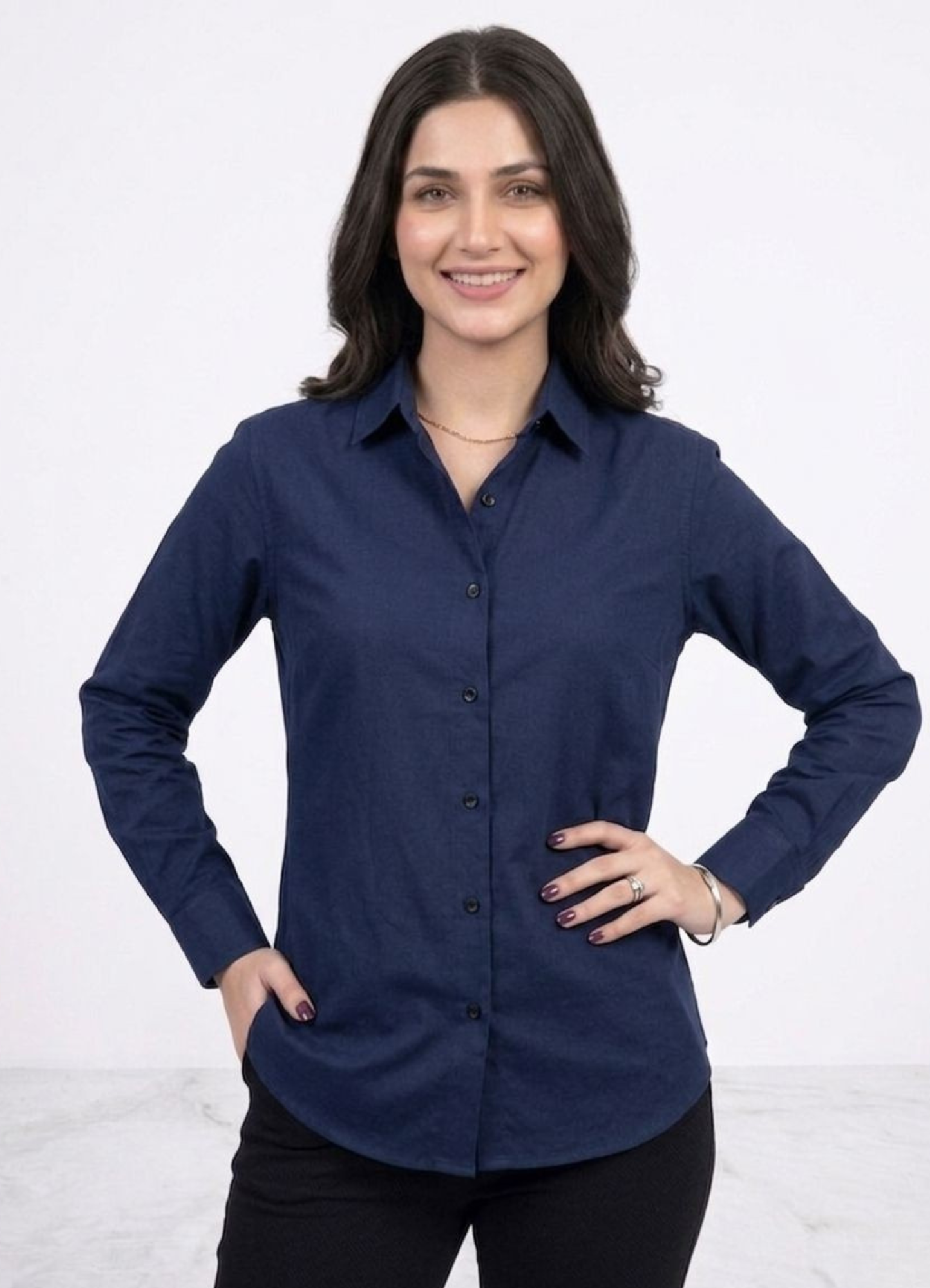 cotton silk Top in Navy blue