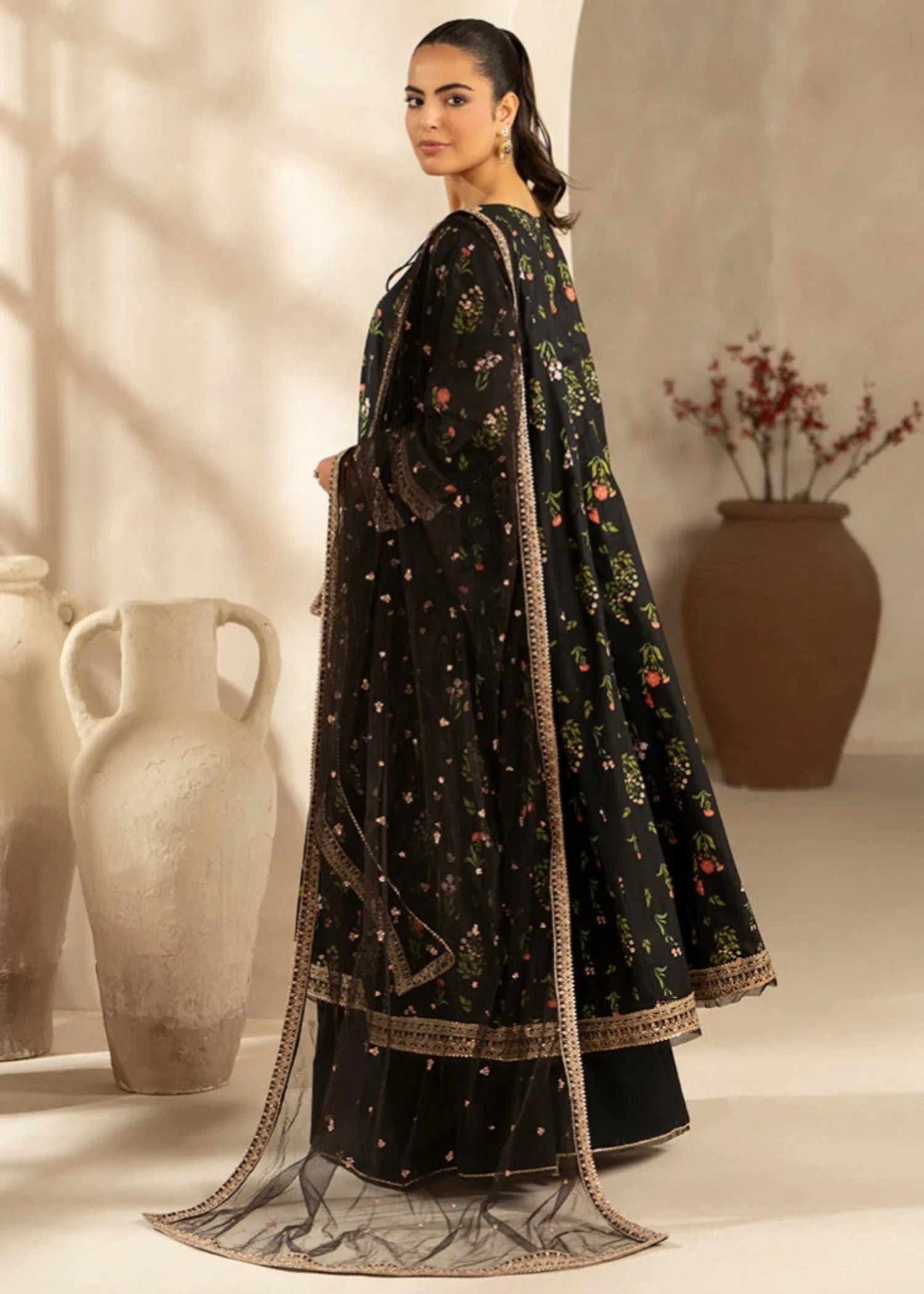 cambric Sharara in Black
