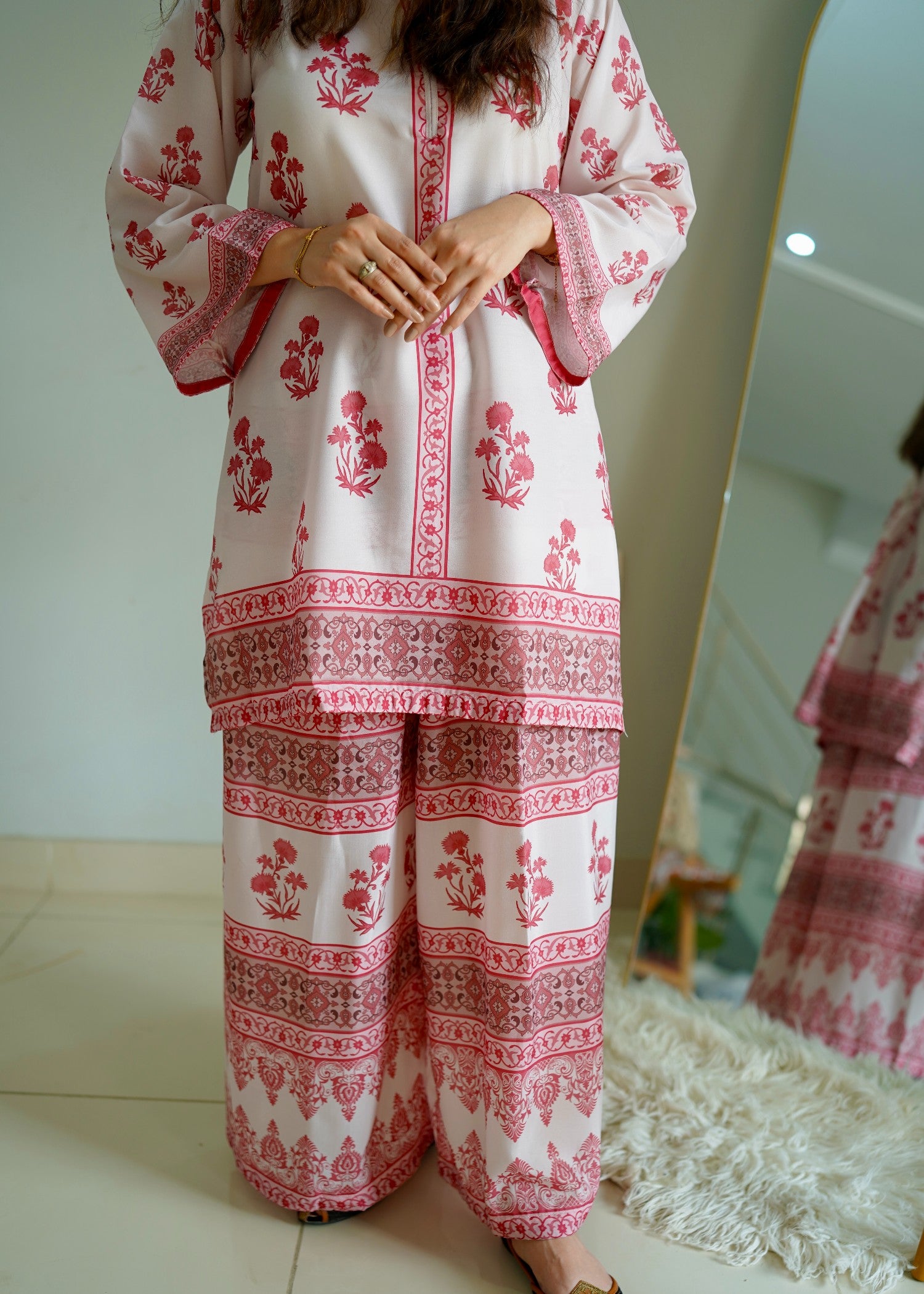 poly lawn Co Ord Sets in Blush pink