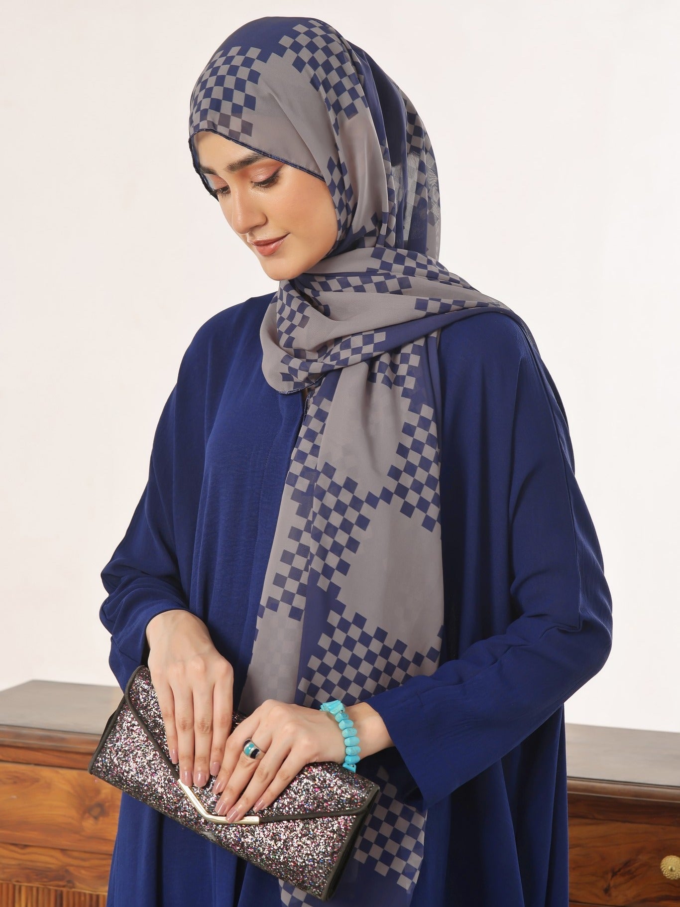 polyester Abaya in Blue