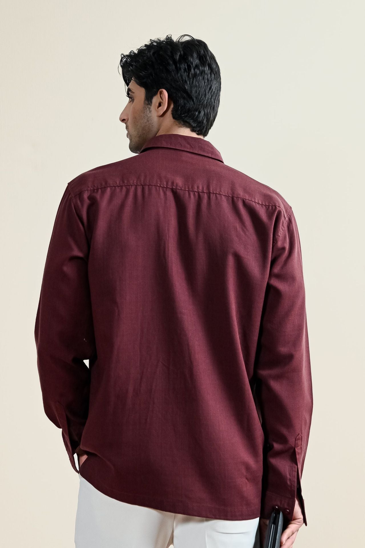 blended linen Casual Shirt in Maroon