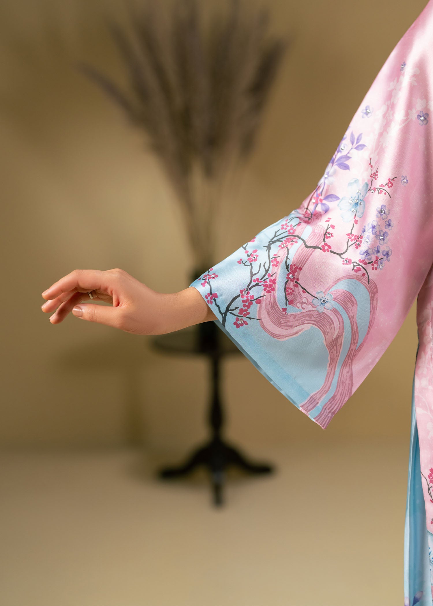 silk charmeuse Kurta Set in Pink