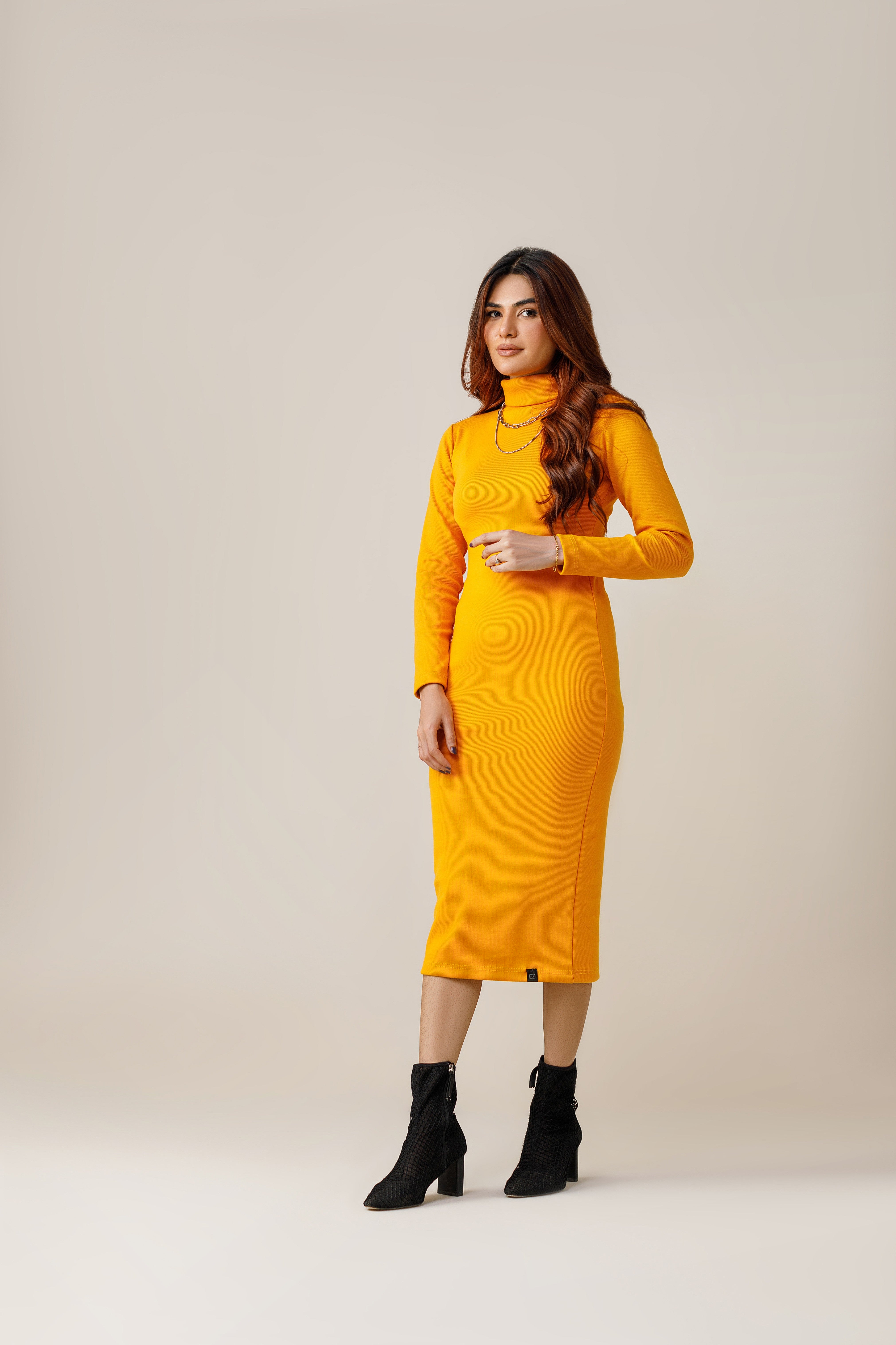 jersey knit Dress in Mustard